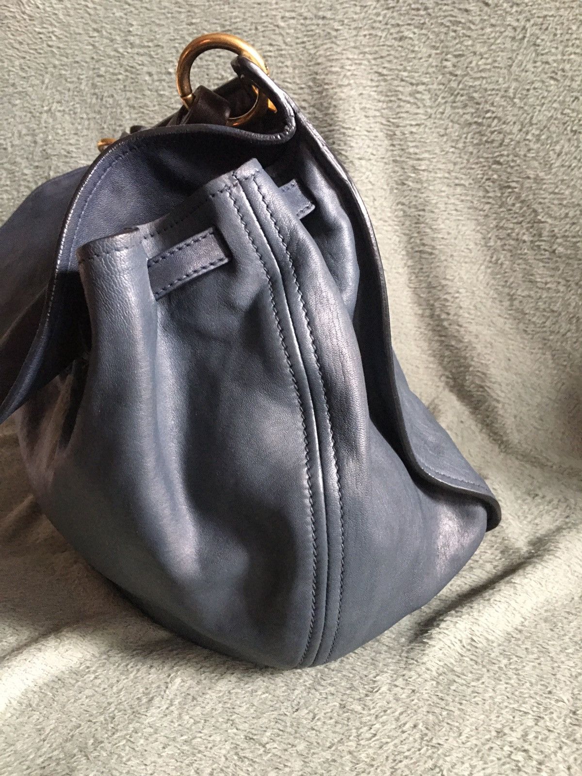 Miu Miu Miu Miu Hobo Bag Blue Grey Learher Handbag Size ONE SIZE - 5 Thumbnail