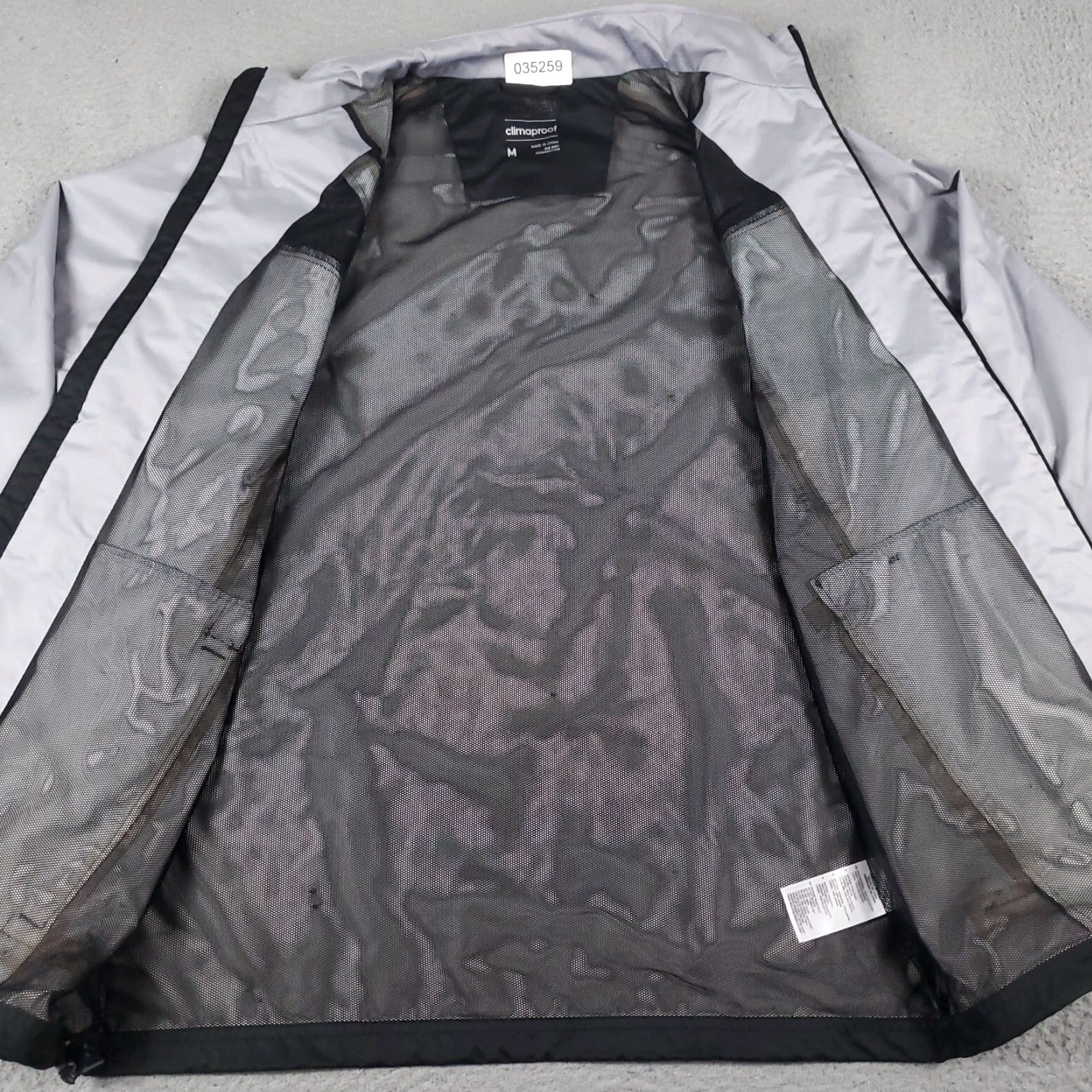 Adidas Adidas Jacket Mens M Gray Black Full Zip Windbreaker, 100% Polyester, Activewear, Sports, Outdoor, Casual, Fall Winter Spring Summer, Men Size US M / EU 48-50 / 2 - 6 Thumbnail
