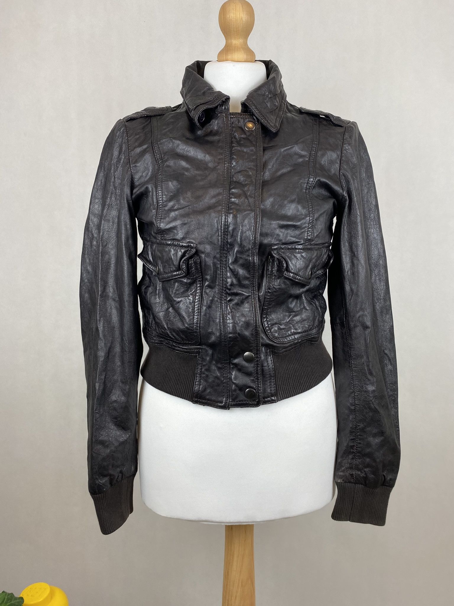 Genuine Leather × Vintage real leather cropped jacket genuine Size S / US 4 / IT 40 - 2 Thumbnail
