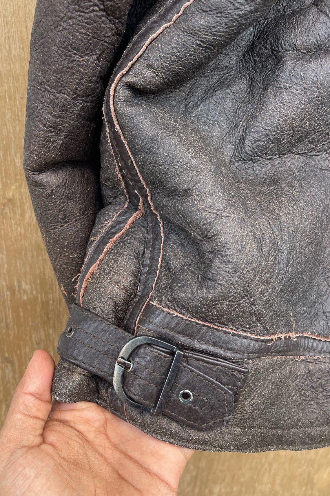 Japanese Brand × Vintage 🔥Vintage Echt Lammfell Sheep Skin Leather Jacket B-3 Style Size US L / EU 52-54 / 3 - 9 Thumbnail