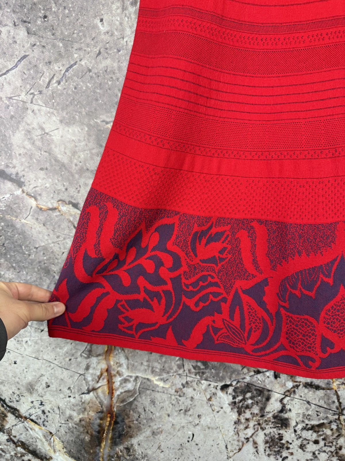 Desigual Ivko Woman Red Jacquard Knit Floral A-Line Skirt Size 40 Size 28" / US 6 / IT 42 - 5 Thumbnail