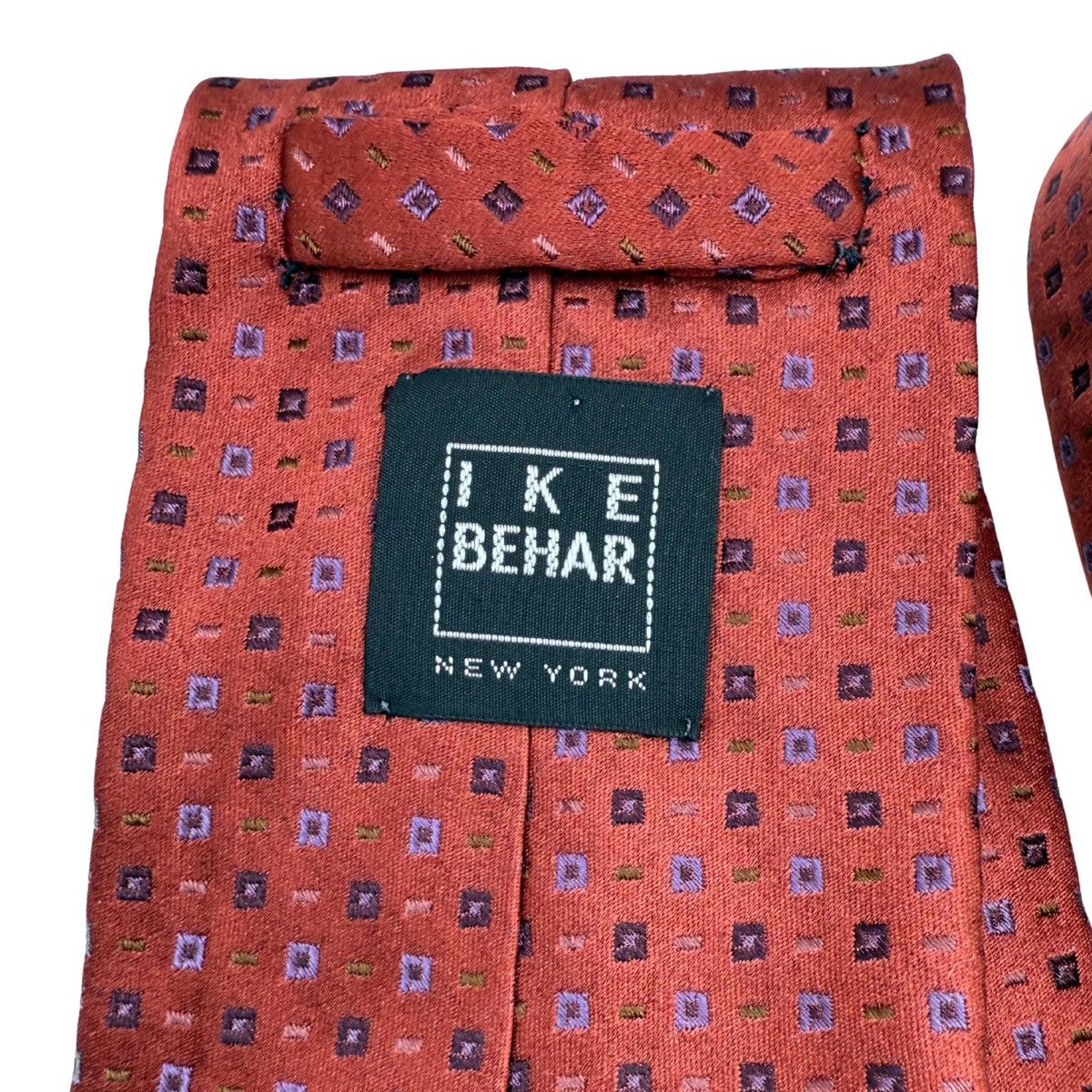 Ike Behar Ike Behar Silk Tie, Orange Woven Pattern, Made in USA Size ONE SIZE - 6 Thumbnail
