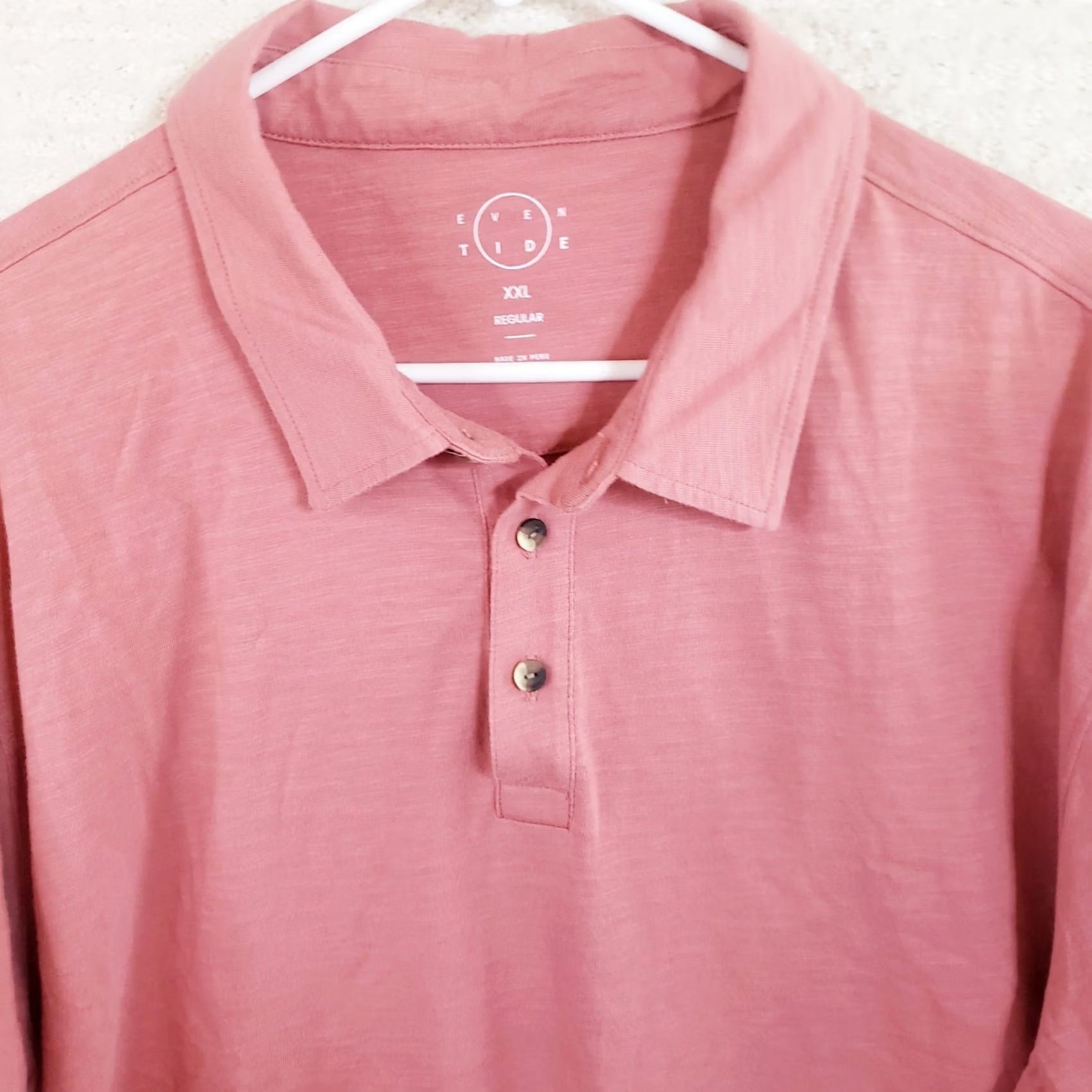 Vintage Even Tide Polo Shirt Short Sleeve Men 2XL Regular 100% Cotton Coral Pink Shirts Mens Polo Size US XXL / EU 58 / 5 - 3 Thumbnail