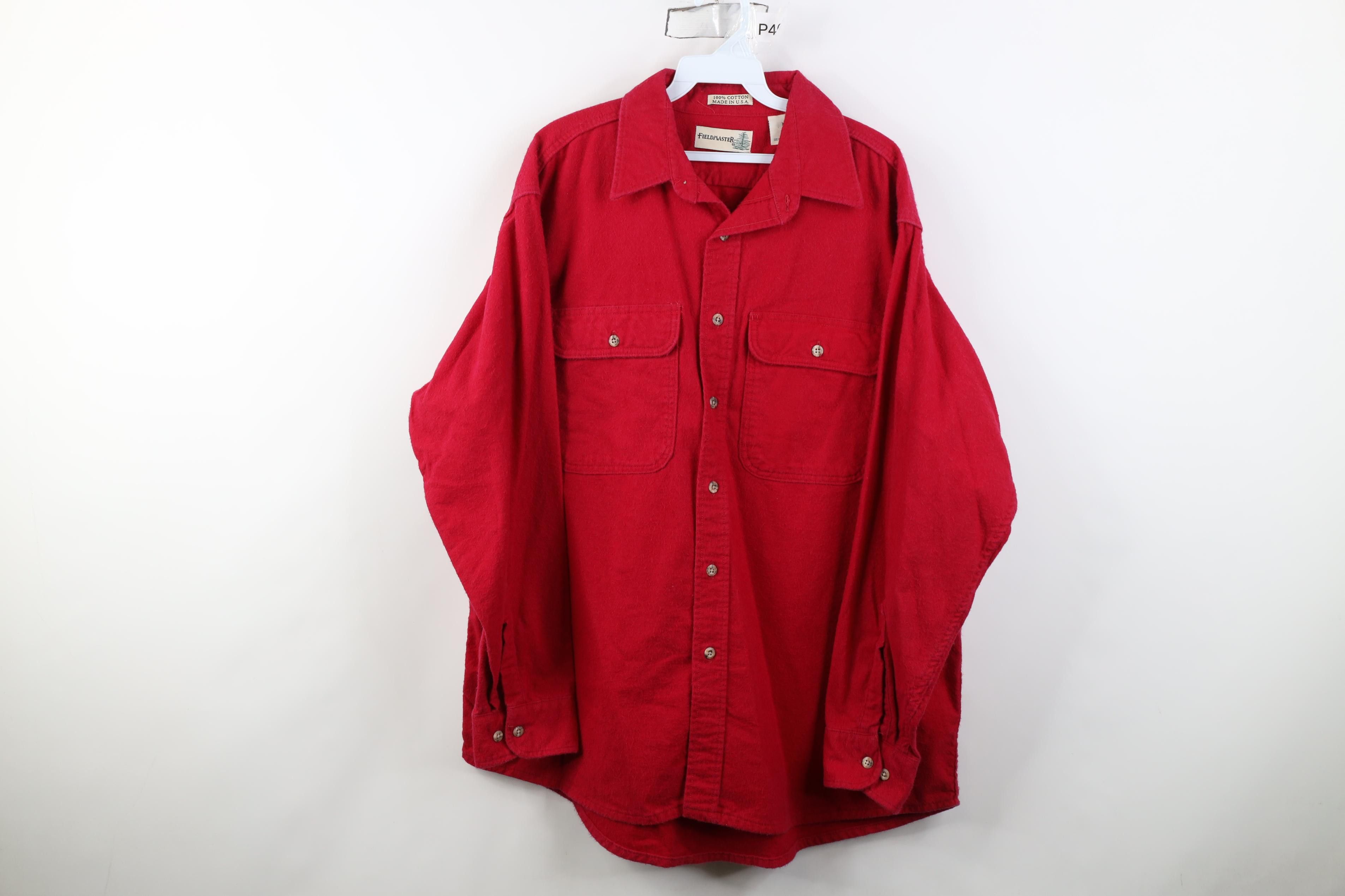 Vintage Vintage 90s Streetwear Chamois Cloth Button Shirt Red USA Size US XL / EU 56 / 4 - 1 Thumbnail