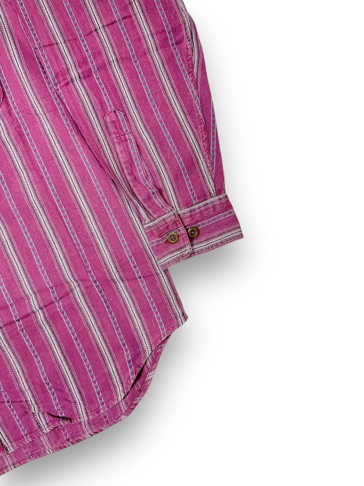 Japanese Brand Sharkey’s Japan Double Pocket Pattern Striped Shirt Size US L / EU 52-54 / 3 - 3 Thumbnail