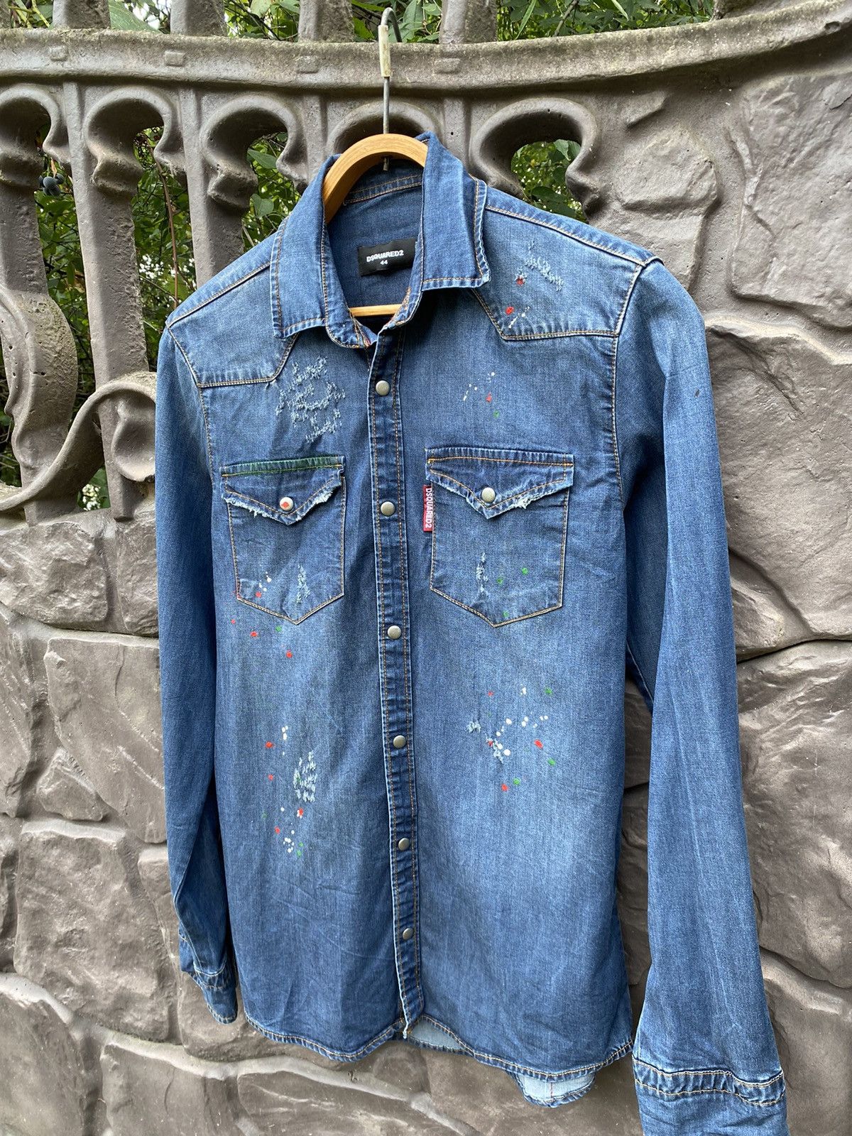 Dsquared2 × Vintage DSquared2 Distressed Denim Shirt Size US S / EU 44-46 / 1 - 3 Thumbnail