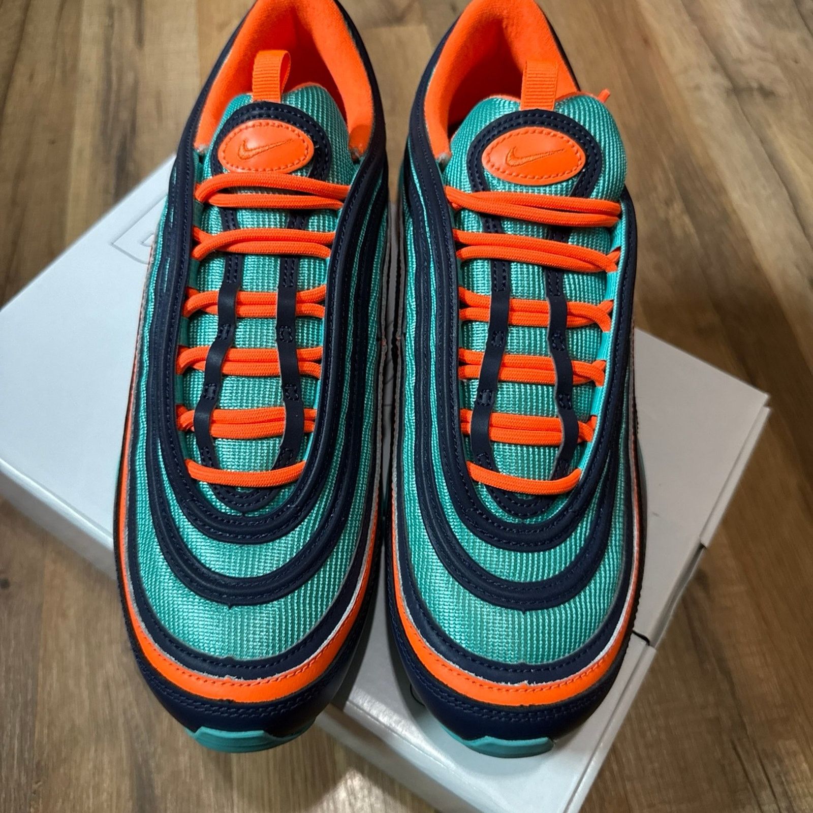 Nike Nike ID Air Max 97 By You Aqua Blue Orange Size US 11 / EU 44 - 7 Thumbnail