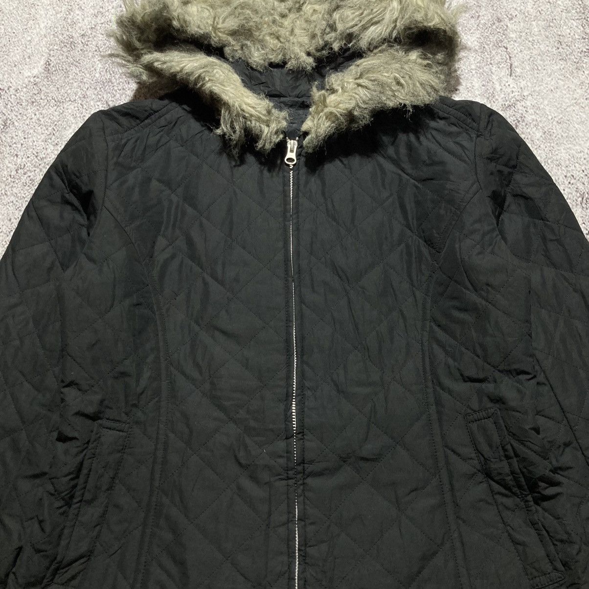 Uniqlo 2000s Uniqlo Winter Quilted Fur Trim Jacket Punk Style Size L / US 10 / IT 46 - 7 Thumbnail