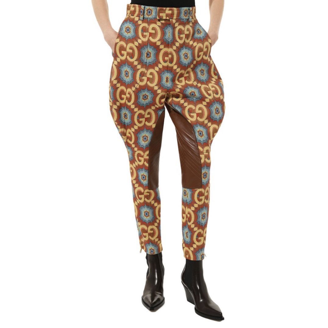 Gucci $2950 Gucci Psychedelic GG Logo With Leather Detail Trousers Size 26" / US 2 / IT 38 - 1 Thumbnail