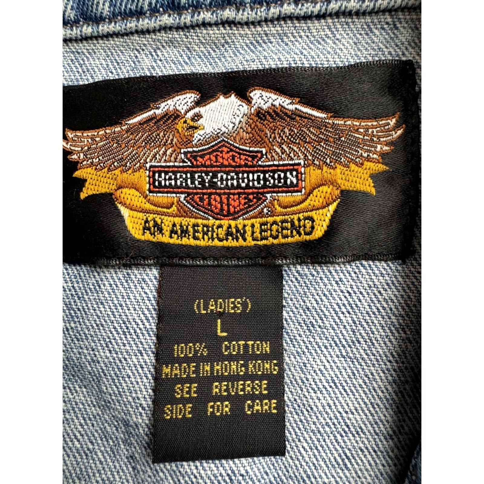 Harley Davidson Harley-Davidson Denim Vest Womens Blue L Waistcoat Biker Casual Vintage Shirt? Size 36" / US 14 / IT 50 - 5 Thumbnail