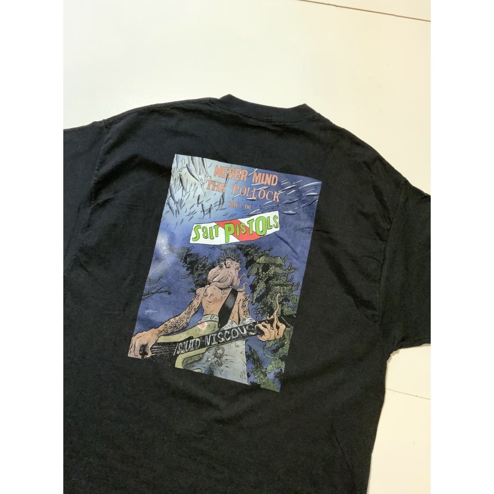Hanes VINTAGE Hanes T-Shirt Hollywood Divers Never Mind The Pollock Salt Pistols Squid Viscous Sz.XL Black Mens XL Size US XL / EU 56 / 4 - 5 Thumbnail