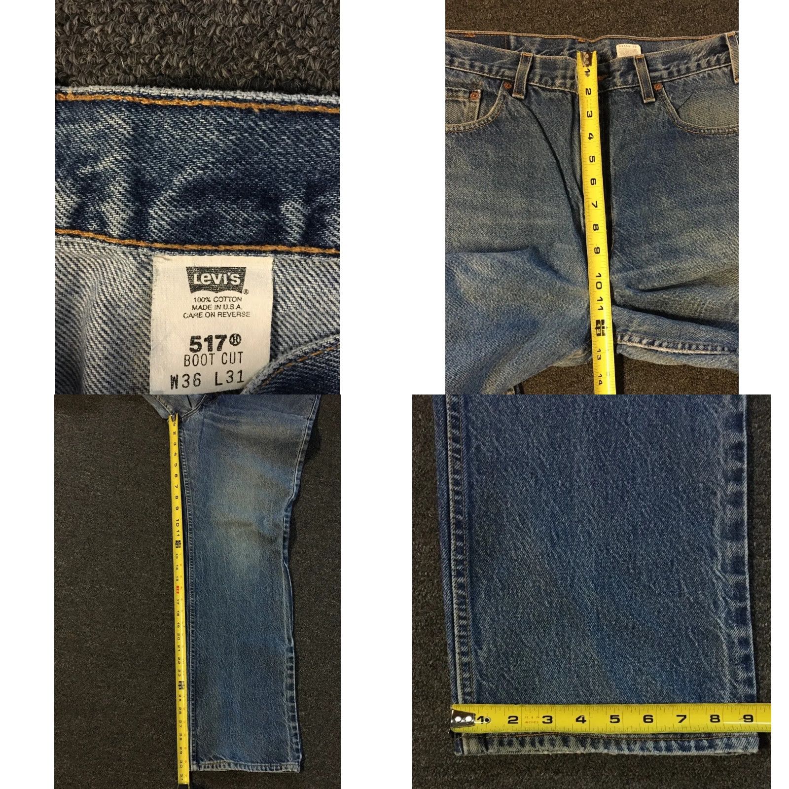 Levi's VINTAGE Levi's 517 Jeans Mens Bootcut 36 Blue Denim Distressed USA 80s 90s Grunge Western Rockabilly Biker Cowboy Regular Inseam 30 Size US 36 / EU 52 - 8 Thumbnail