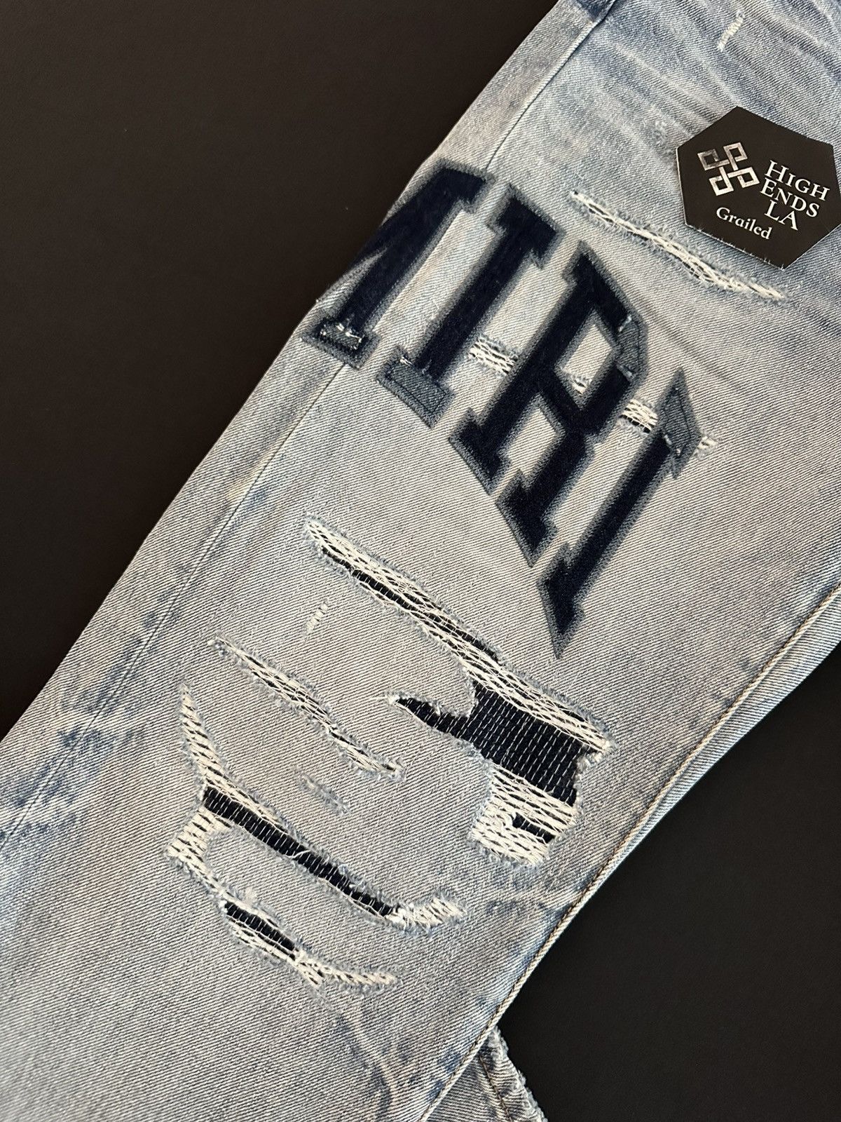 Amiri Amiri Varsity Logo Repair Straight Jeans Size US 30 / EU 46 - 2 Thumbnail