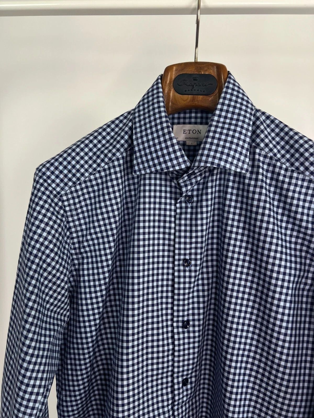 Eton Eton Contemporary Mens Casual Shirt Long Sleeve Blue Plaid Size US L / EU 52-54 / 3 - 2 Thumbnail