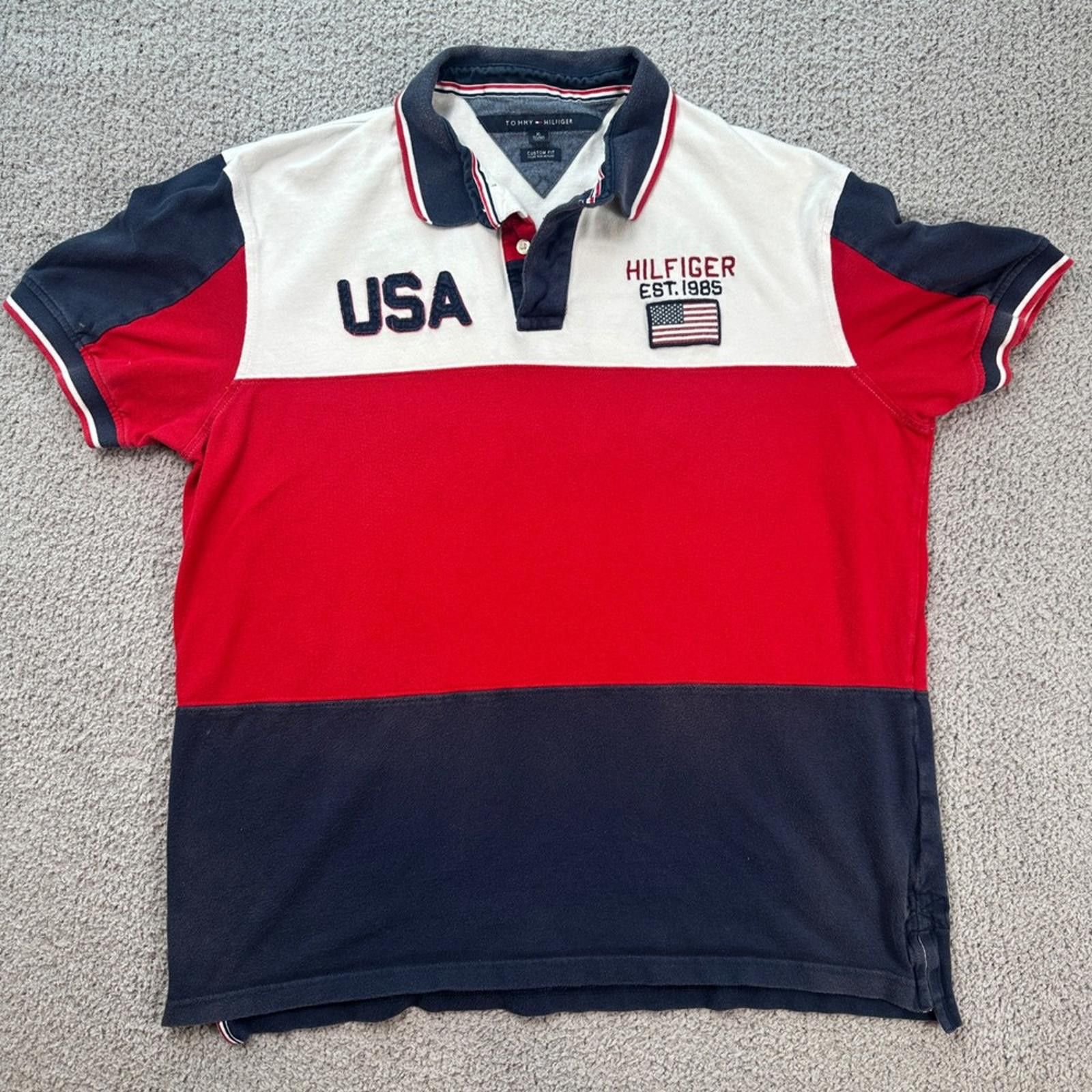 Tommy Hilfiger Tommy Hilfiger Mens USA Flag Custom Fit Polo Shirt XL 85 Size US XL / EU 56 / 4 - 1 Thumbnail
