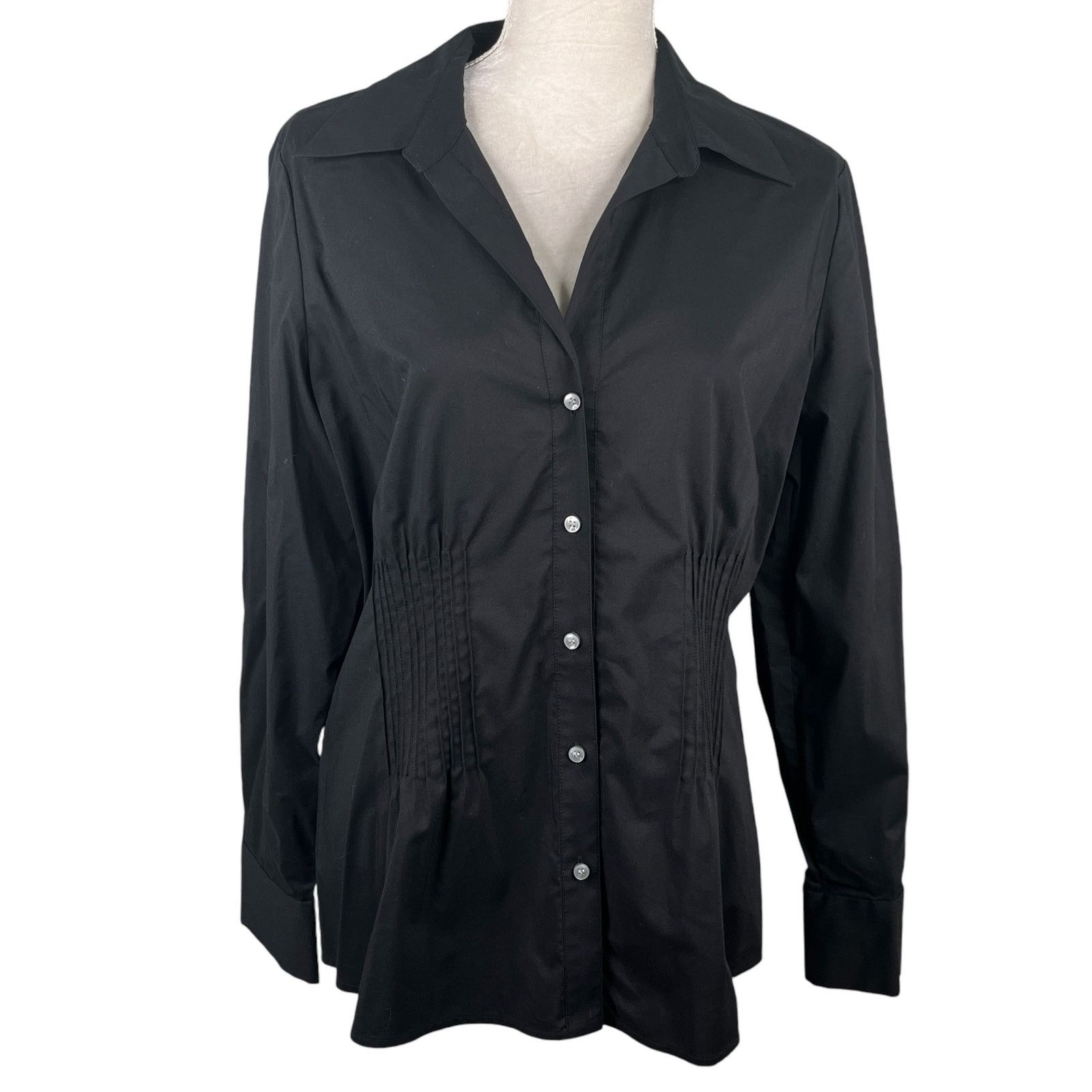 Nine West Nine West Black Button Down 14 Ruched Gathering V-Neck New Size XL / US 12-14 / IT 48-50 - 11 Thumbnail