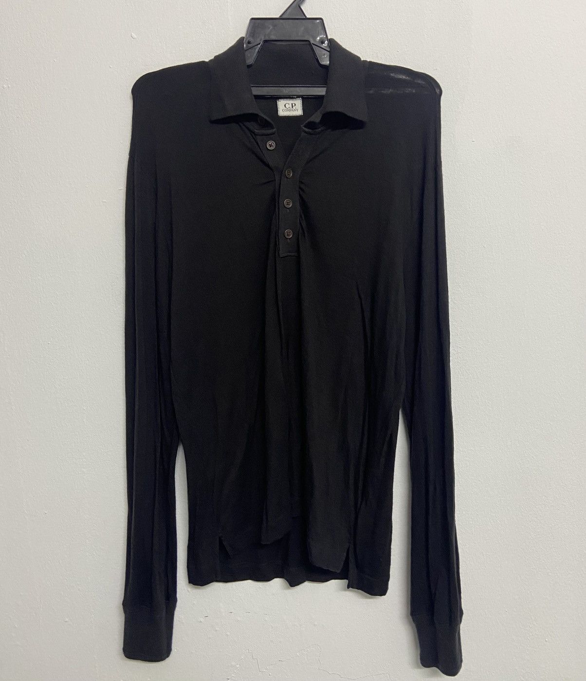 C.P. Company Vintage Cp Company Long Sleeve Polo Shirt Black Wool Size US M / EU 48-50 / 2 - 1 Thumbnail