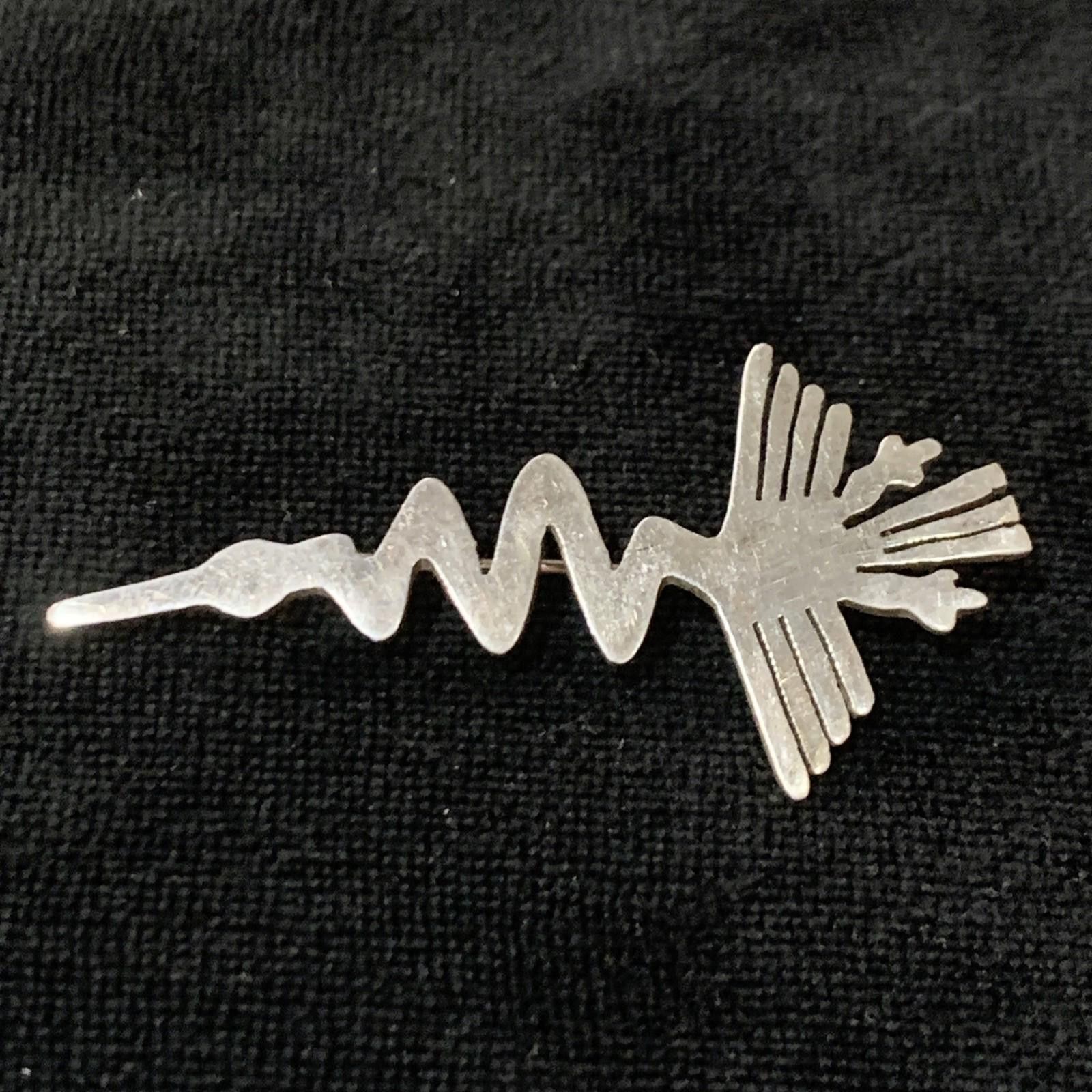 The Unbranded Brand Vintage Nazca Lines Pelican “Alcatraz” Bird 925 Brooch Pin Size ONE SIZE - 1 Thumbnail