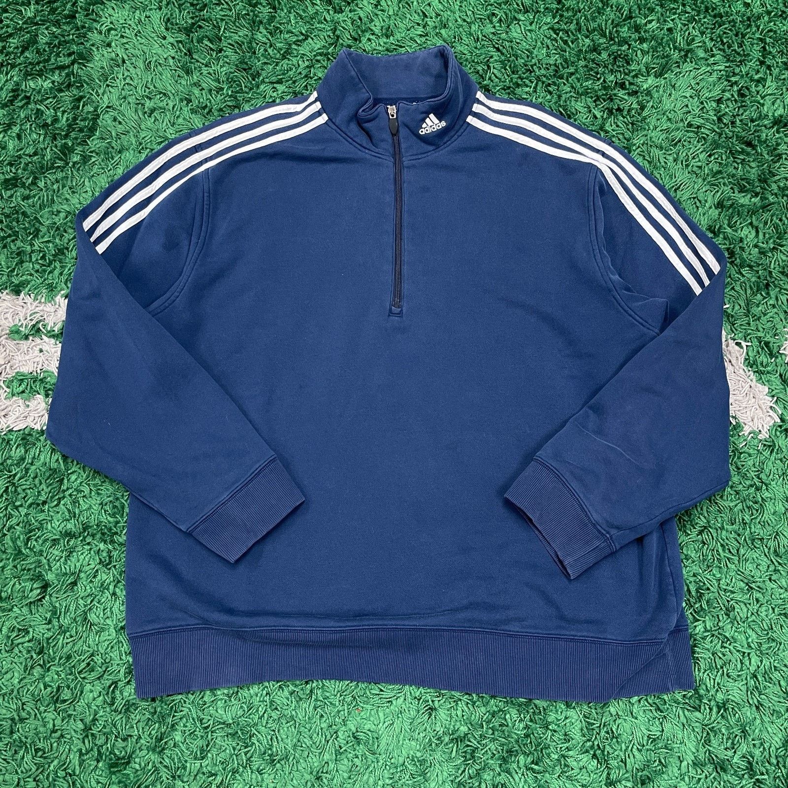Adidas Adidas 1/4 Zip Pullover Sweater Navy Blue Size XL B12 Size US XL / EU 56 / 4 - 1 Thumbnail