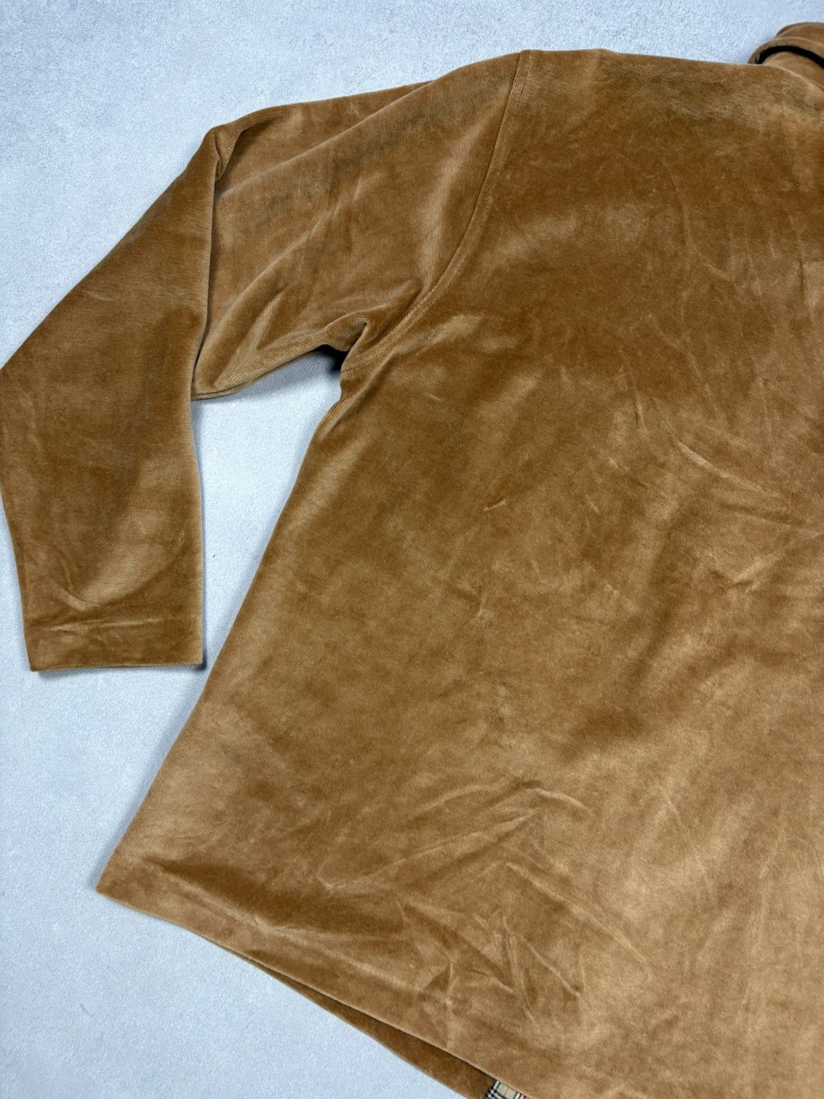 Burberry Vintage 90s Burberrys Spain Velour Quilted Overshirt Jacket Size L / US 10 / IT 46 - 22 Thumbnail