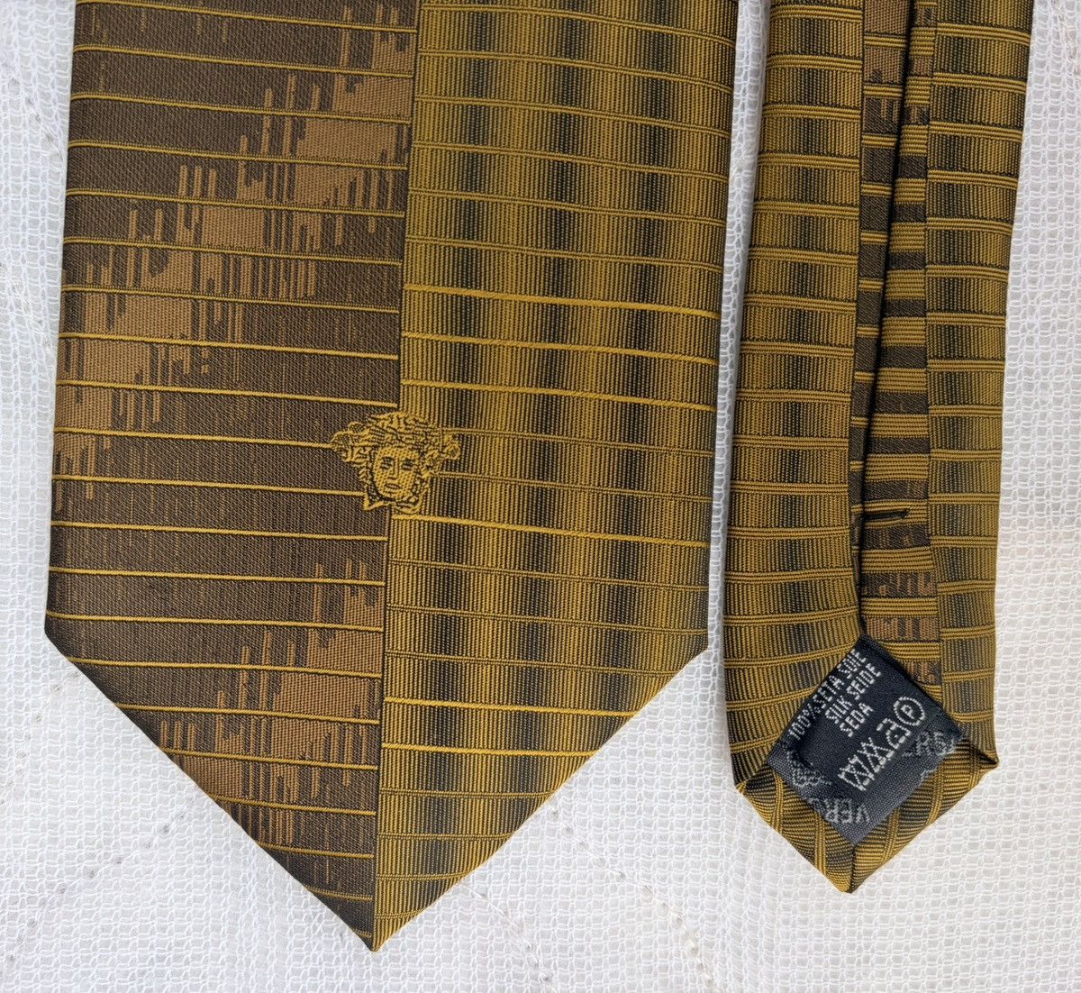 Versace Versace Medusa TIE Yellow Brown Men's NECKTIE Geometric Size ONE SIZE - 6 Thumbnail