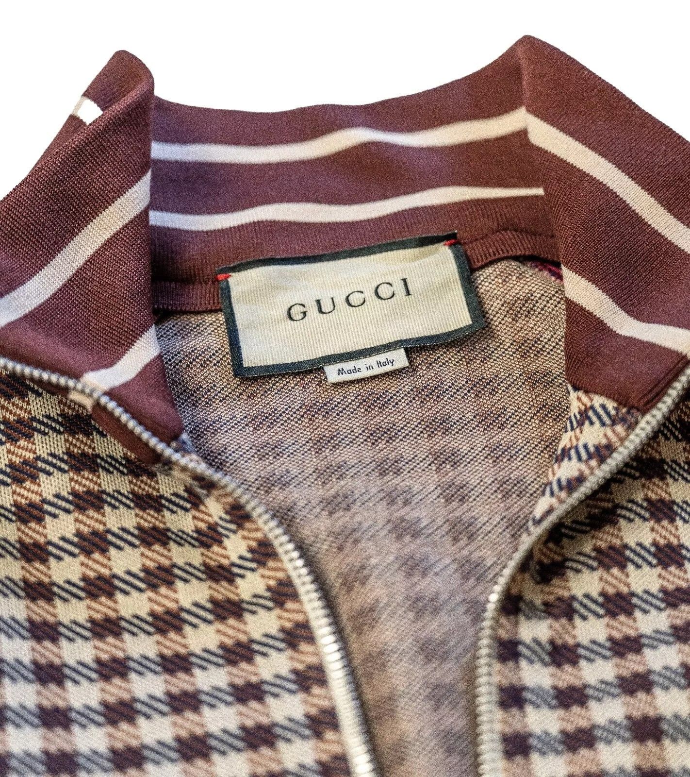 Gucci GUCCI Satin Brown Red Jacquard Track Suite Jacket Bomber Size US S / EU 44-46 / 1 - 2 Thumbnail