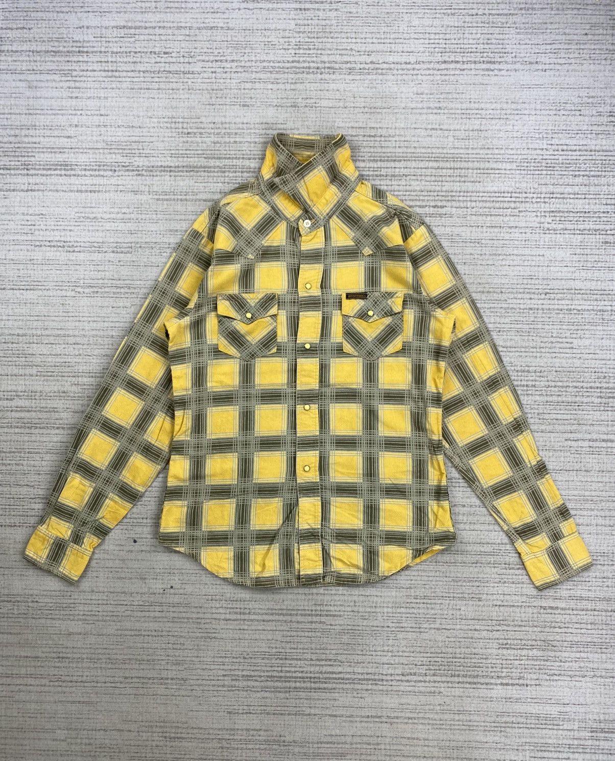 Hysteric Glamour × Japanese Brand × Vintage Vintage Hysteric Yellow Checked Button Ups Shirt Size US S / EU 44-46 / 1 - 5 Thumbnail