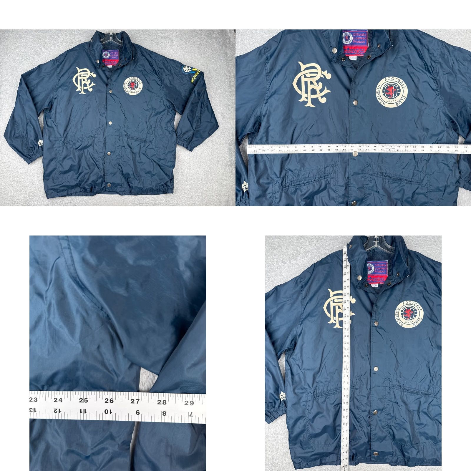 Vintage Glasgow Rangers Football Club Jacket Mens Large Blue Button Up Nylon Hooded Size US L / EU 52-54 / 3 - 8 Thumbnail