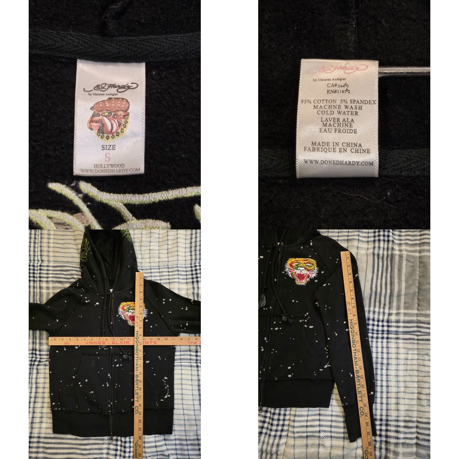 Ed Hardy VINTAGE Ed Hardy Hoodie Full Zip Embroidered Skull Flowers Lion Black Womens Small Size S / US 4 / IT 40 - 8 Thumbnail