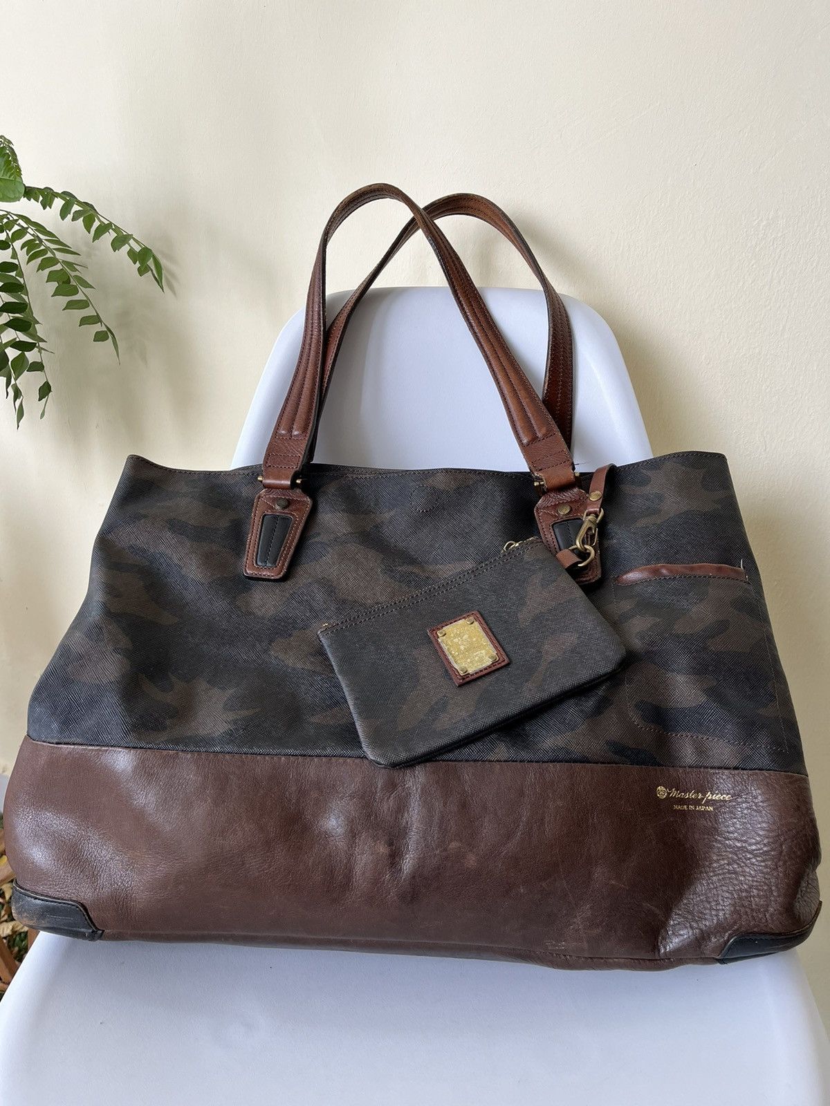 MasterPiece Masterpiece Camo Leather Large Tote Bag Size ONE SIZE - 4 Thumbnail