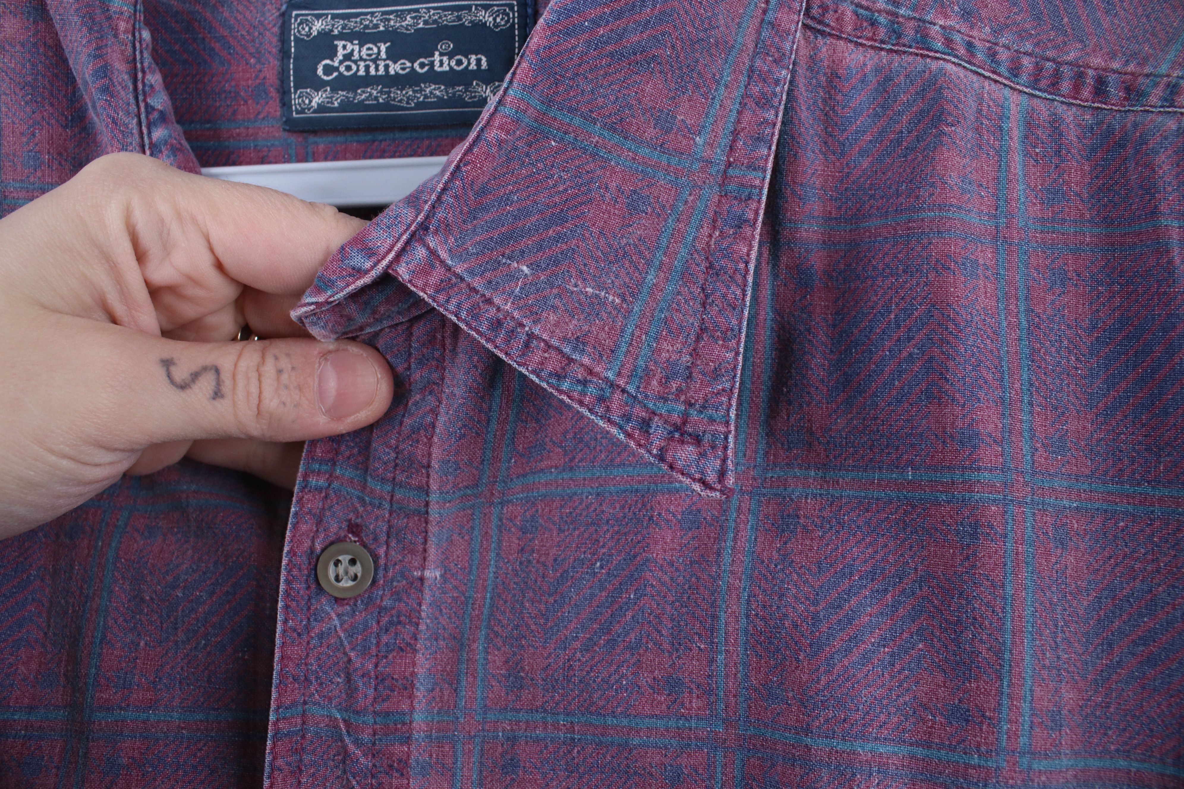 Vintage Vintage 90s Streetwear Checkered Plaid Collared Button Shirt Size US L / EU 52-54 / 3 - 10 Thumbnail