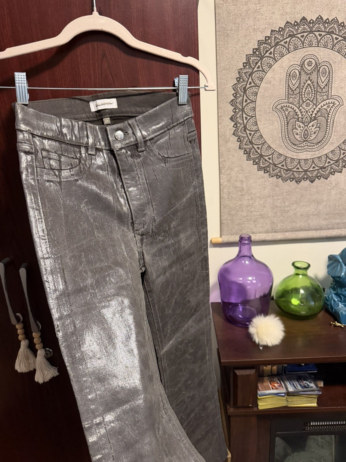 DL1961 Grey DL1961 leather pants metallic design Size 25" / US 0 / IT 36 - 6 Thumbnail