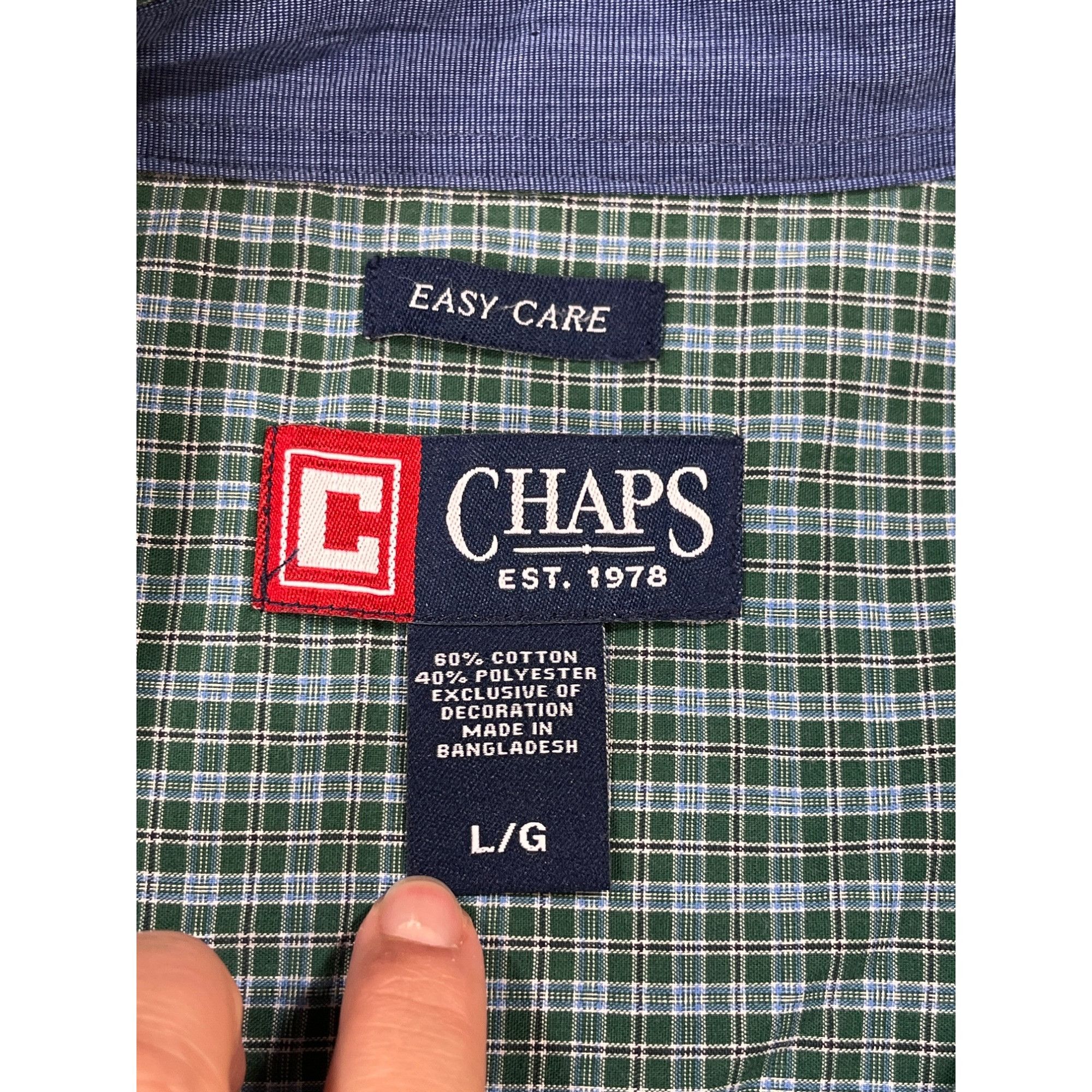 Chaps Chaps SKU 7623 Mens Green and Blue Plaid Button Down Shirt S Size US XL / EU 56 / 4 - 9 Thumbnail
