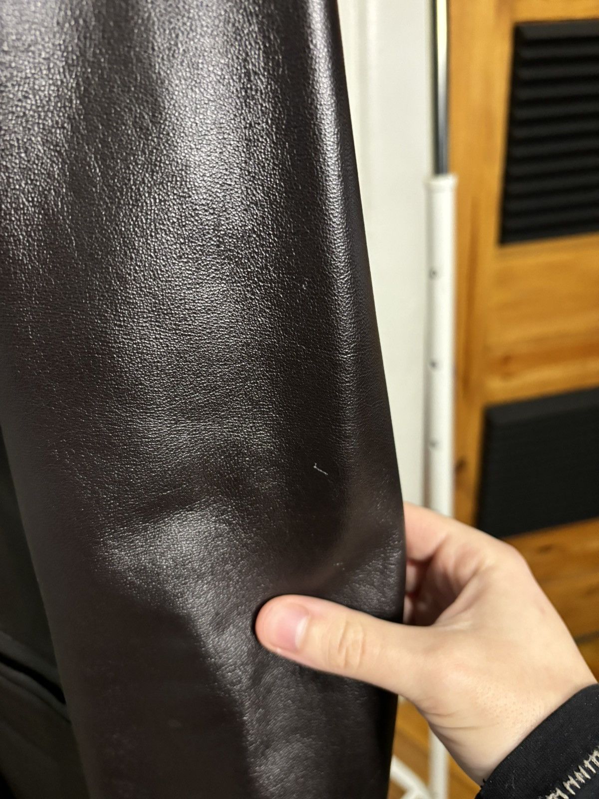 Genuine Leather × Vintage Vintage 1990s Dark Brown Leather Trench Coat Jacket Size L / US 10 / IT 46 - 8 Thumbnail