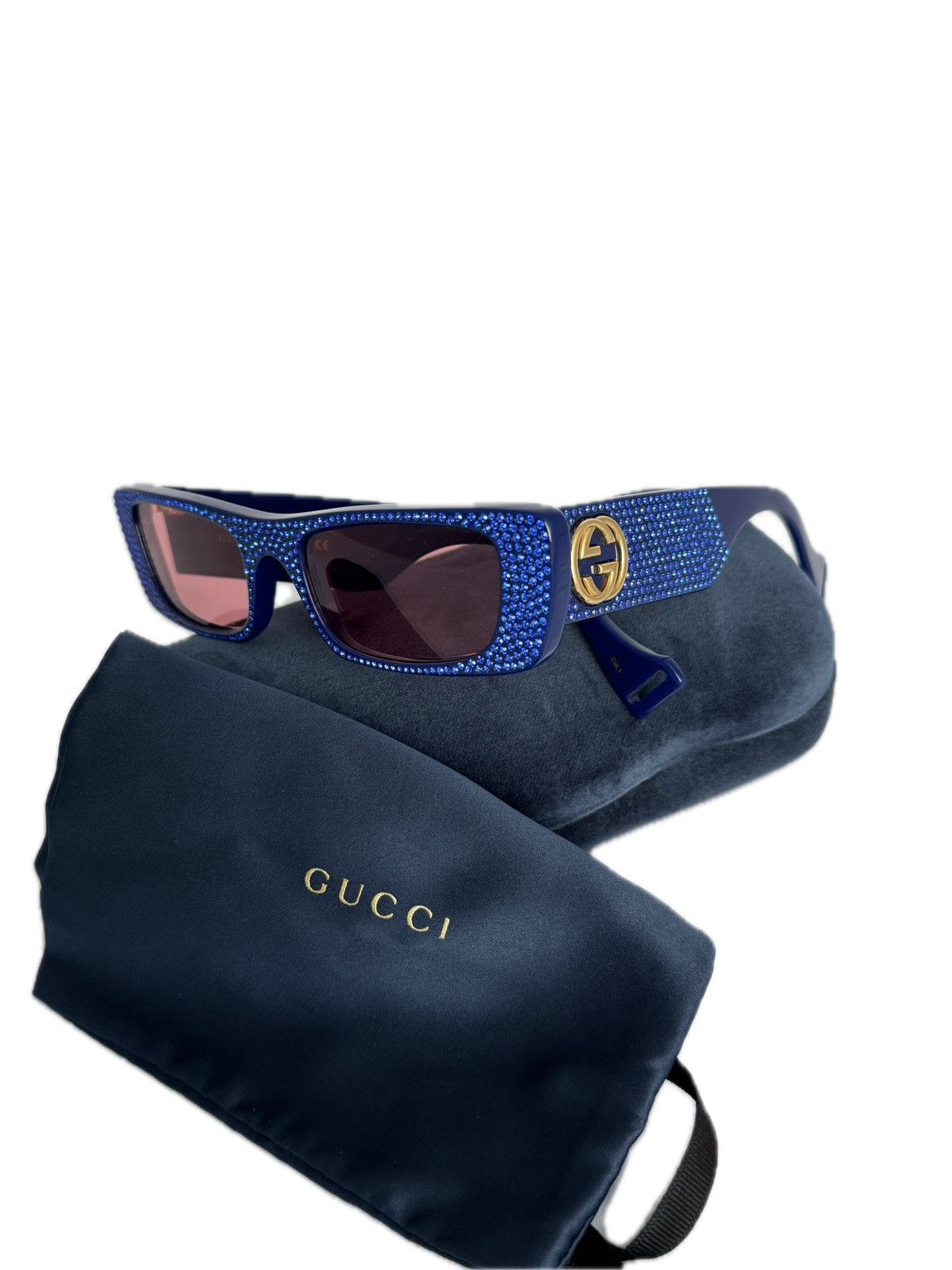 Gucci Gucci su glasse with blue diamonds Size ONE SIZE - 5 Thumbnail