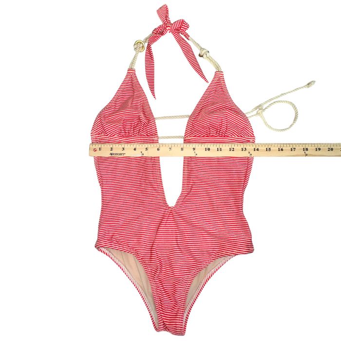 Avenue Ave Vintage Plunging Nautical One Piece Bathing Suit Red S Grailed