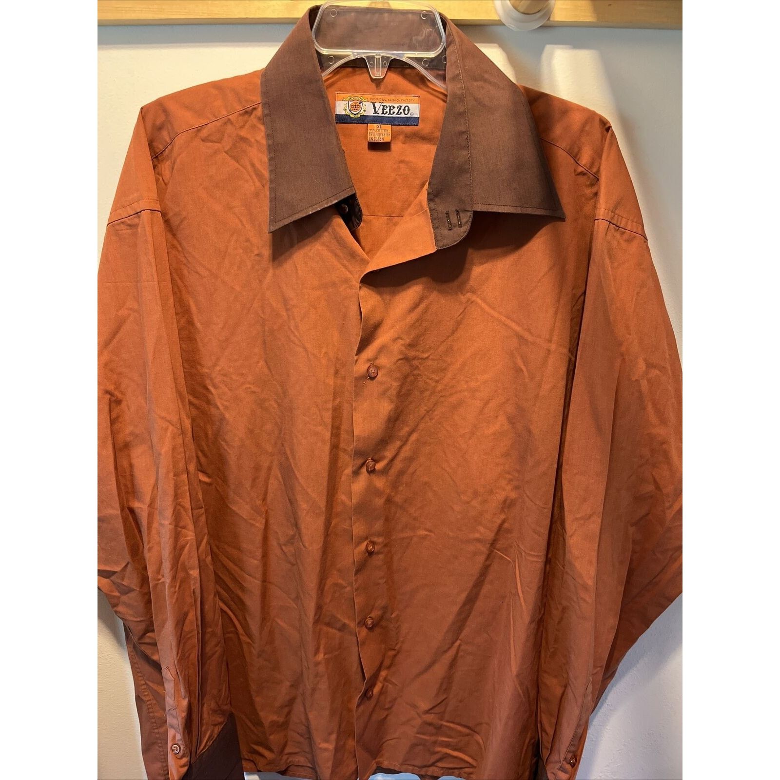 Other Veezo Men’s XL Orange Brown LS Button Polyester Blend Shirt Size US XL / EU 56 / 4 - 2 Thumbnail