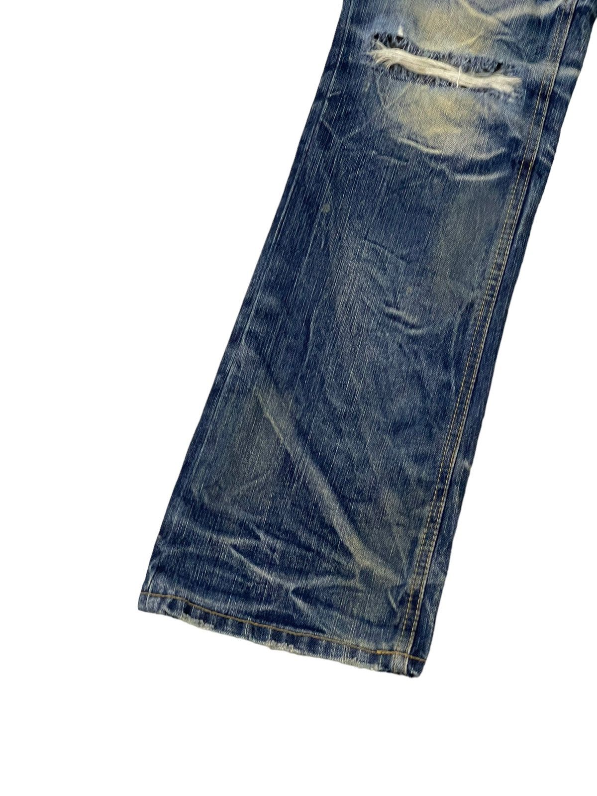 Japanese Brand Slight Flare Jeans Rubber Soul Faded Distress Boot Cut 7🟦7 Size US 30 / EU 46 - 5 Thumbnail