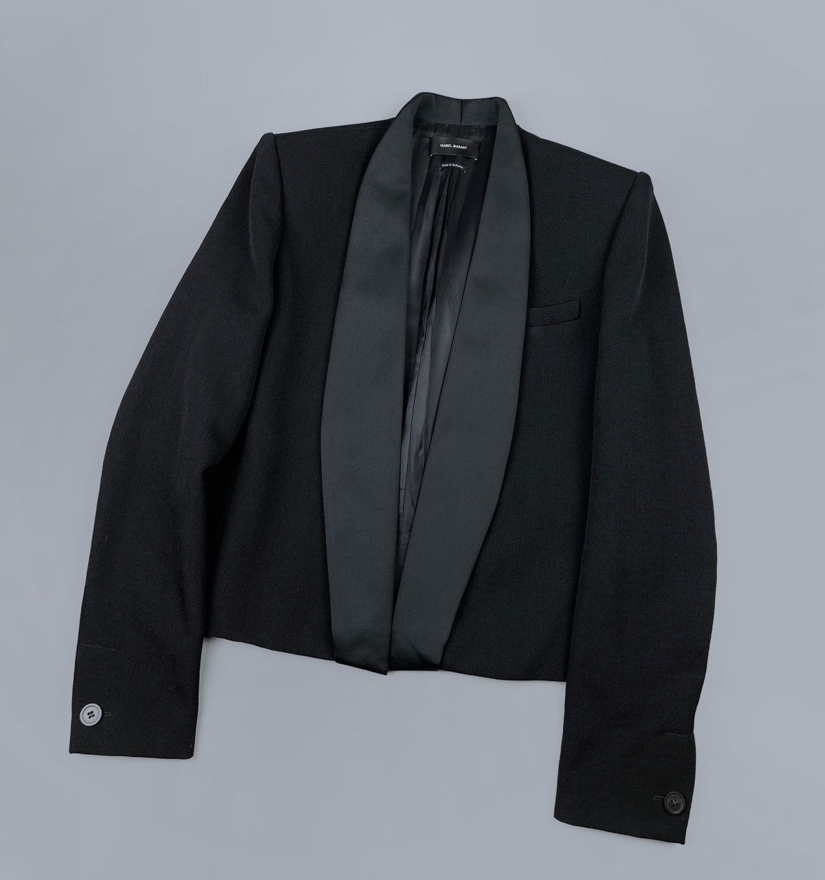 Isabel Marant Women's ISABEL MARANT Satin Trimmed Wool Cropped Jacket 38 Size XS / US 0-2 / IT 36-38 - 10 Thumbnail