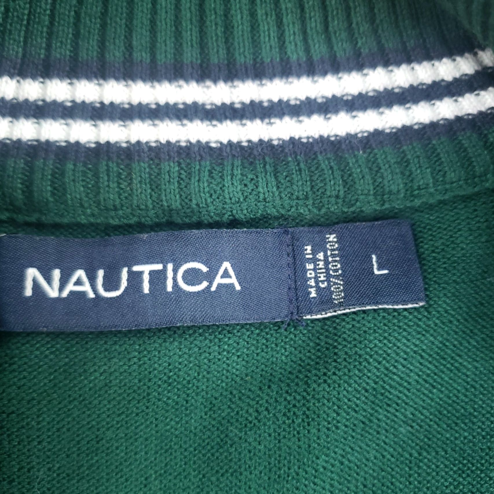 Nautica Nautica Mens Sweater Large Extra Large Green 1/4 Zip Long Sleeve Mock Neck Lightweight Size US L / EU 52-54 / 3 - 6 Thumbnail