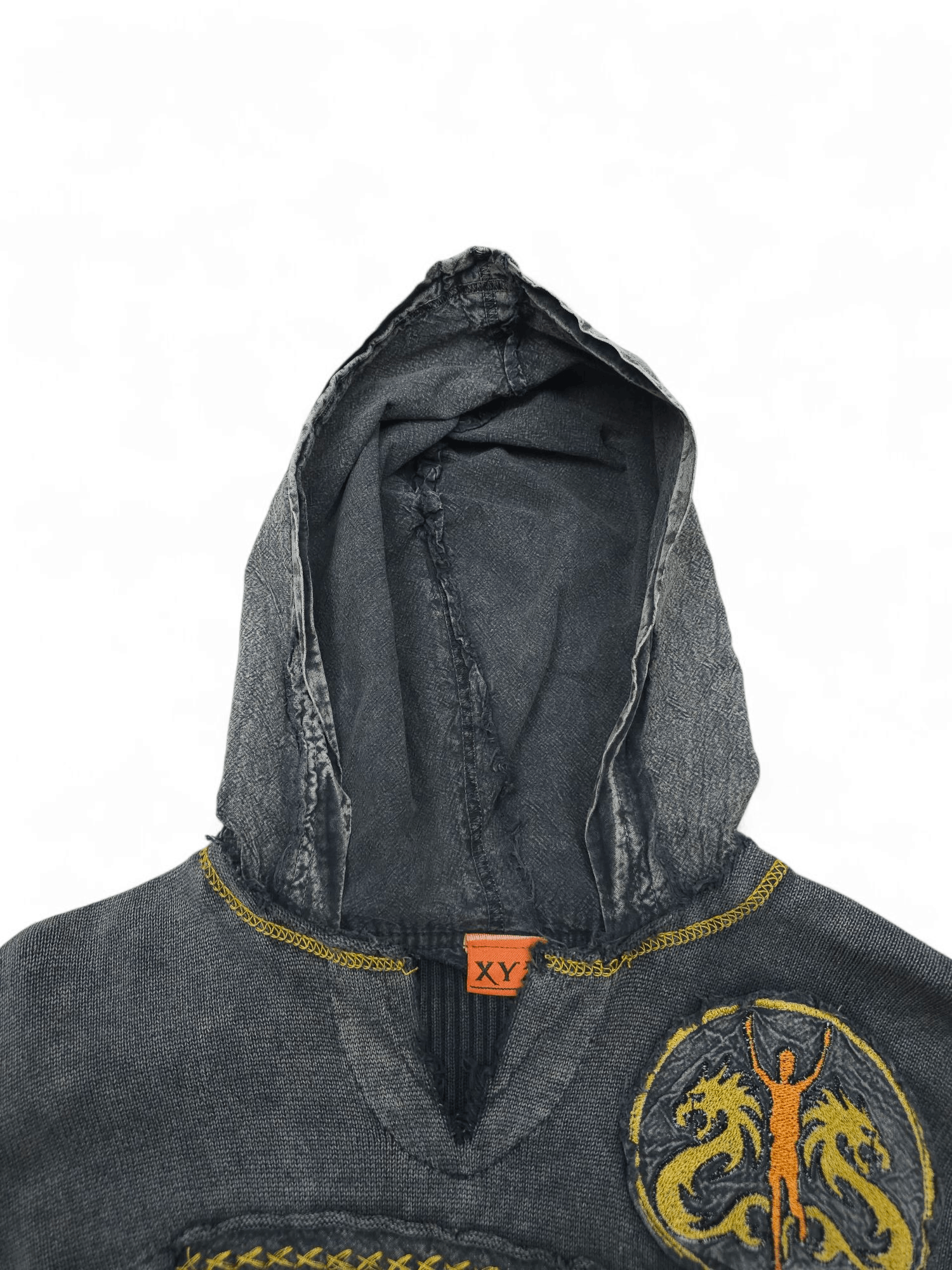 JNCO 💎 Vintage Gray Dragon Tribal Washed Hoodie Sweatshirt Y2K Size US M / EU 48-50 / 2 - 6 Thumbnail