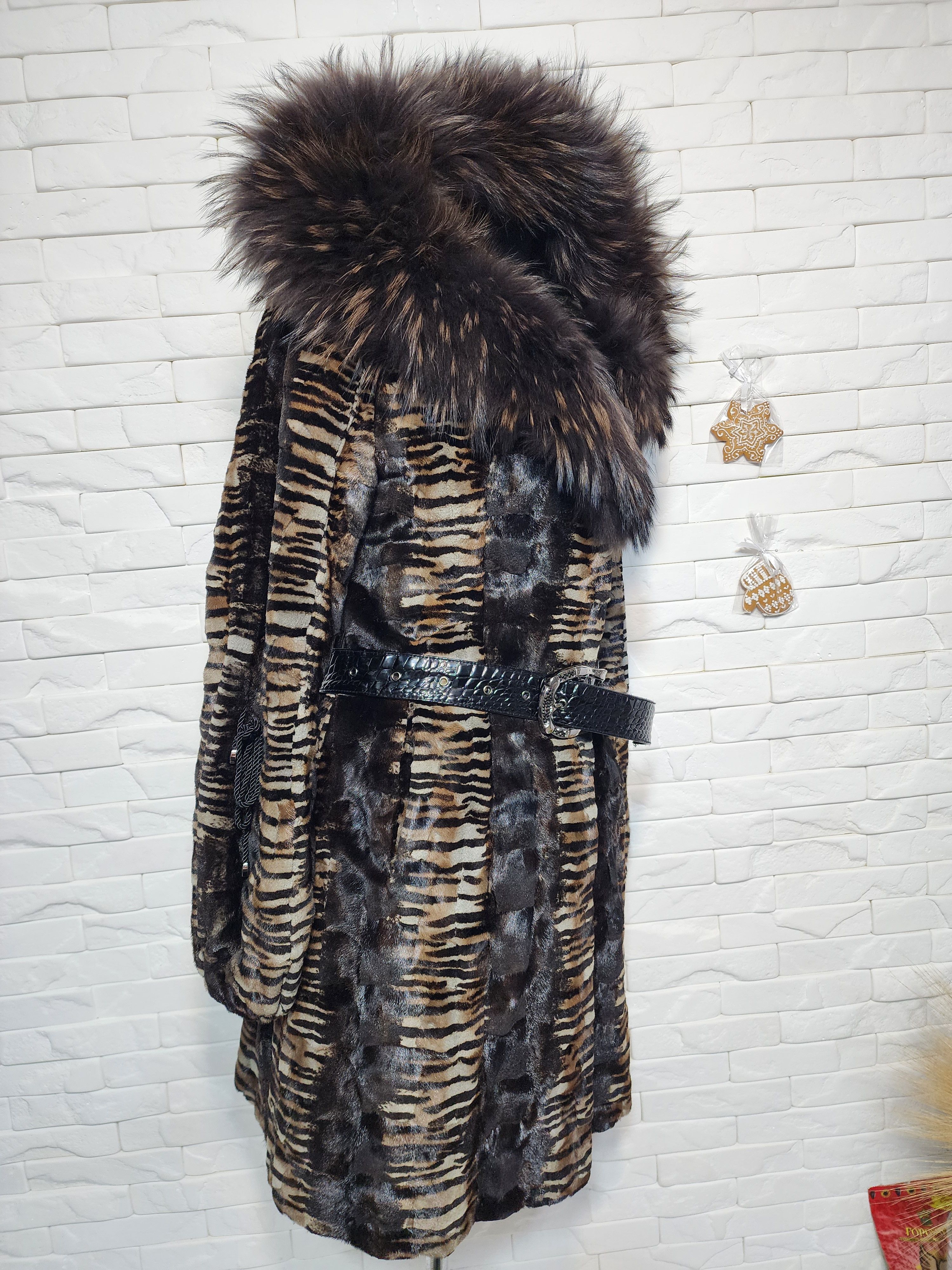 Furla Brown Mink Fur Hooded Coat - Women's Warm Luxury Outerwear Size L / US 10 / IT 46 - 3 Thumbnail