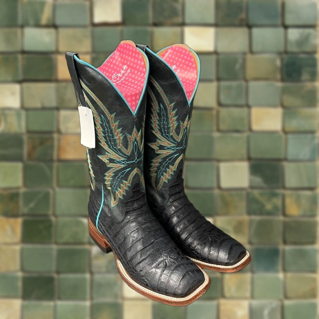 Macie Bean Boot Women US 9.5 M Navy Western Square Toe Travel Leather Rubber Pull On 9.5 Womens Boys Girls?