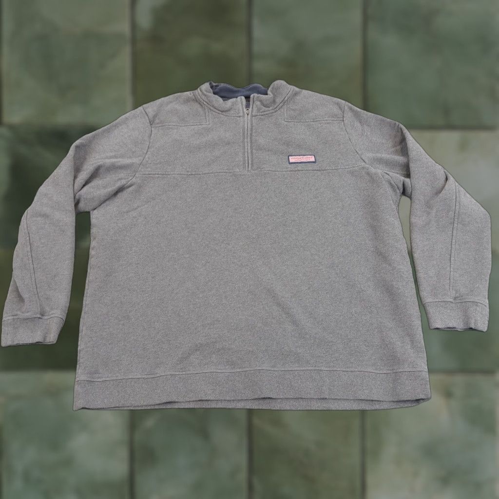Vineyard Vines Vineyard Vines Mens XXL 2XL Gray Shep Shirt 1/4 Zip Mock Neck Long Sleeve Size US XXL / EU 58 / 5 - 1 Thumbnail