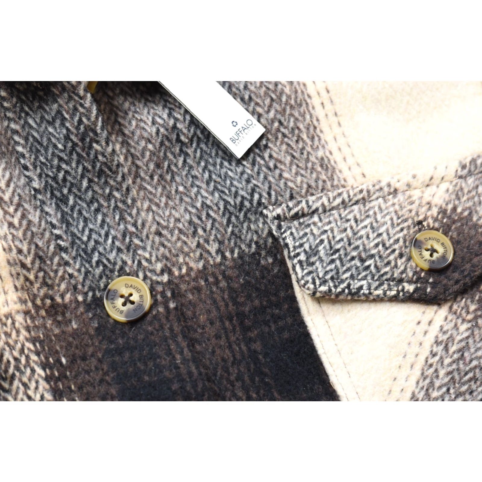 Buffalo David Bitton VINTAGE? No — Buffalo David Bitton Men's Medium Plaid Shirt Jacket Shacket Brown Cream Wool Bl Size US M / EU 48-50 / 2 - 7 Thumbnail