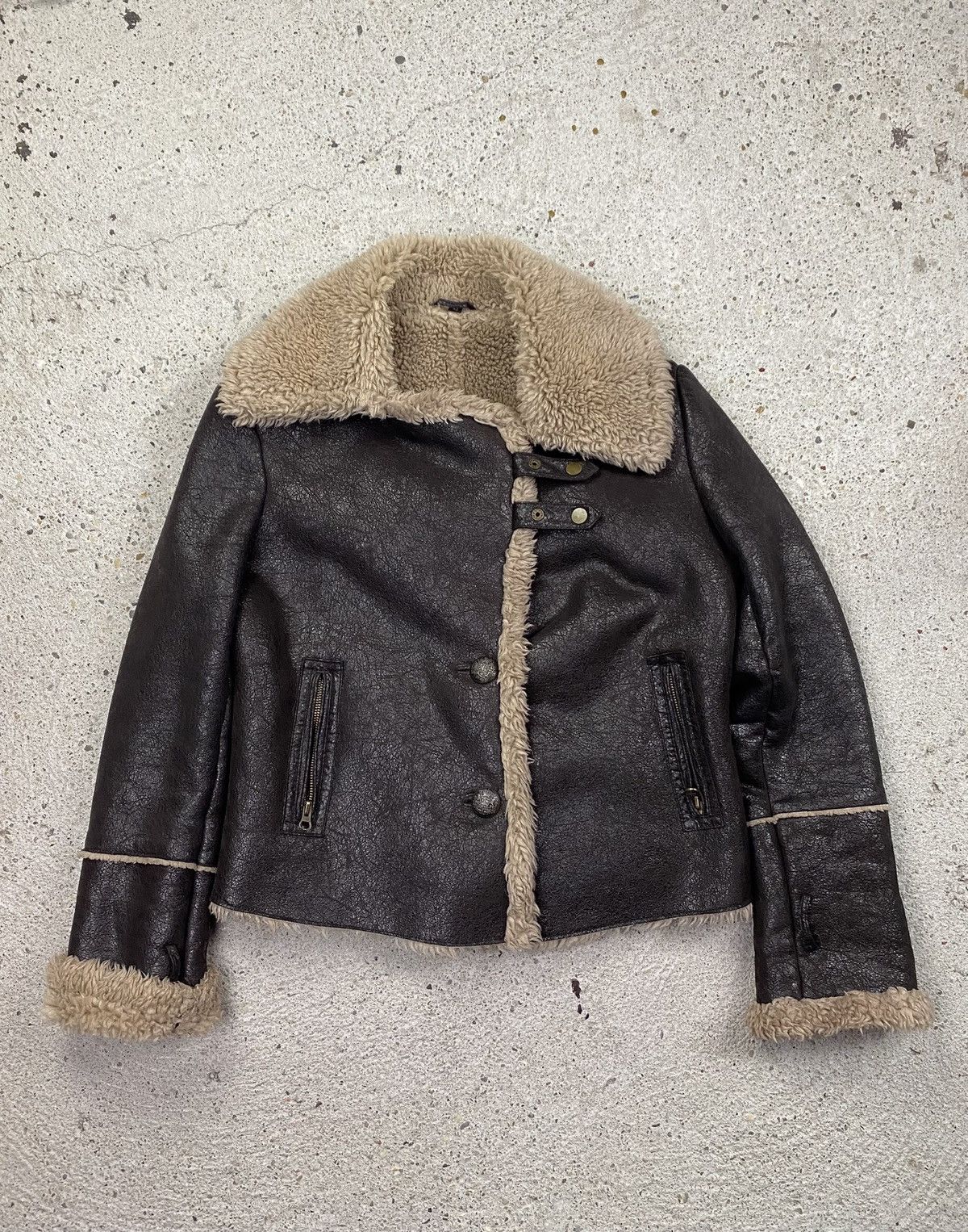 Japanese Brand Rock n blue vintage eco leather jacket japan shearling Size L / US 10 / IT 46 - 2 Thumbnail