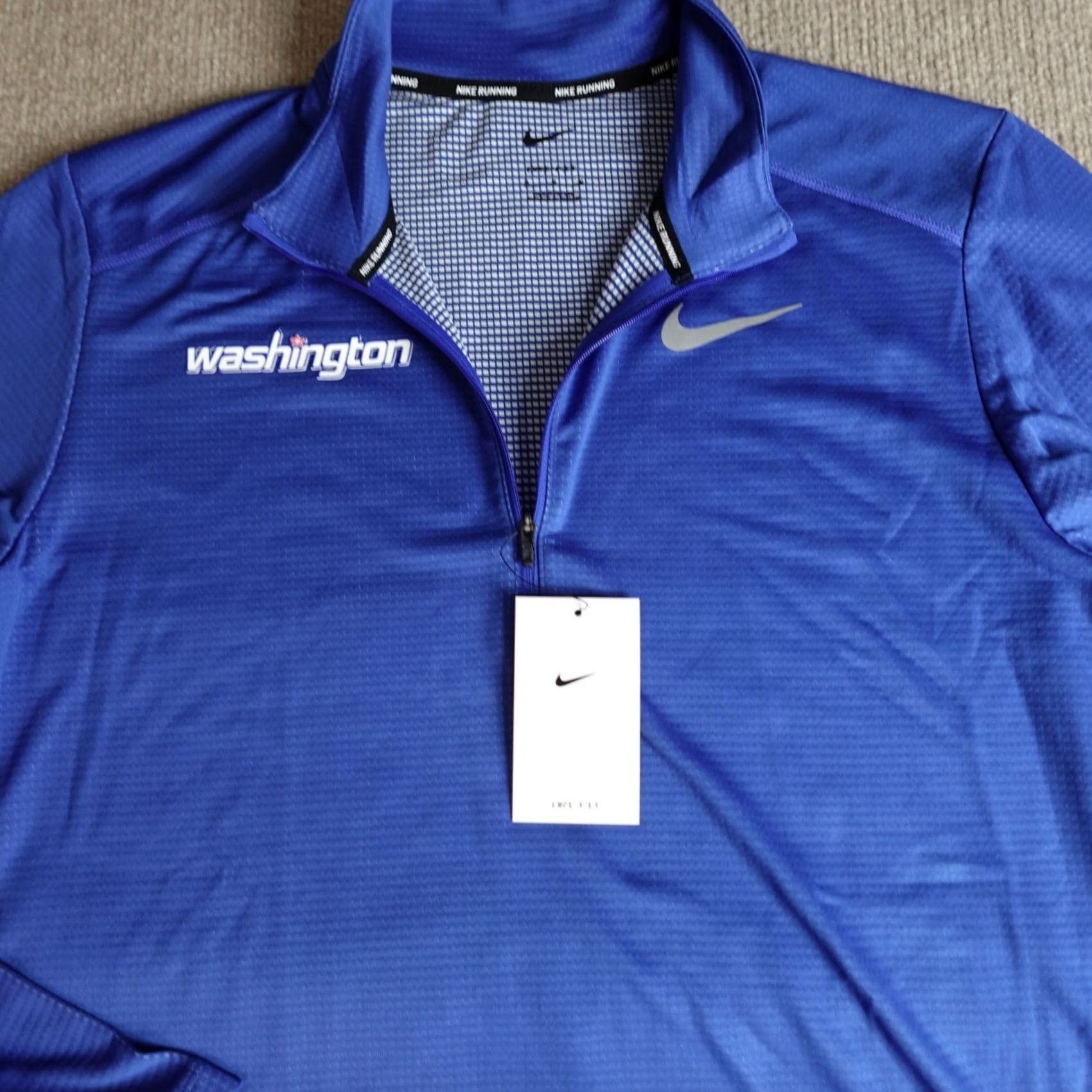 Nike Nike Mens Shirt Medium Blue 1/4 Zip Running Dri-Fit Logo Activewear Regular Pullover Seasonal Sports VG-432 Size US M / EU 48-50 / 2 - 2 Thumbnail