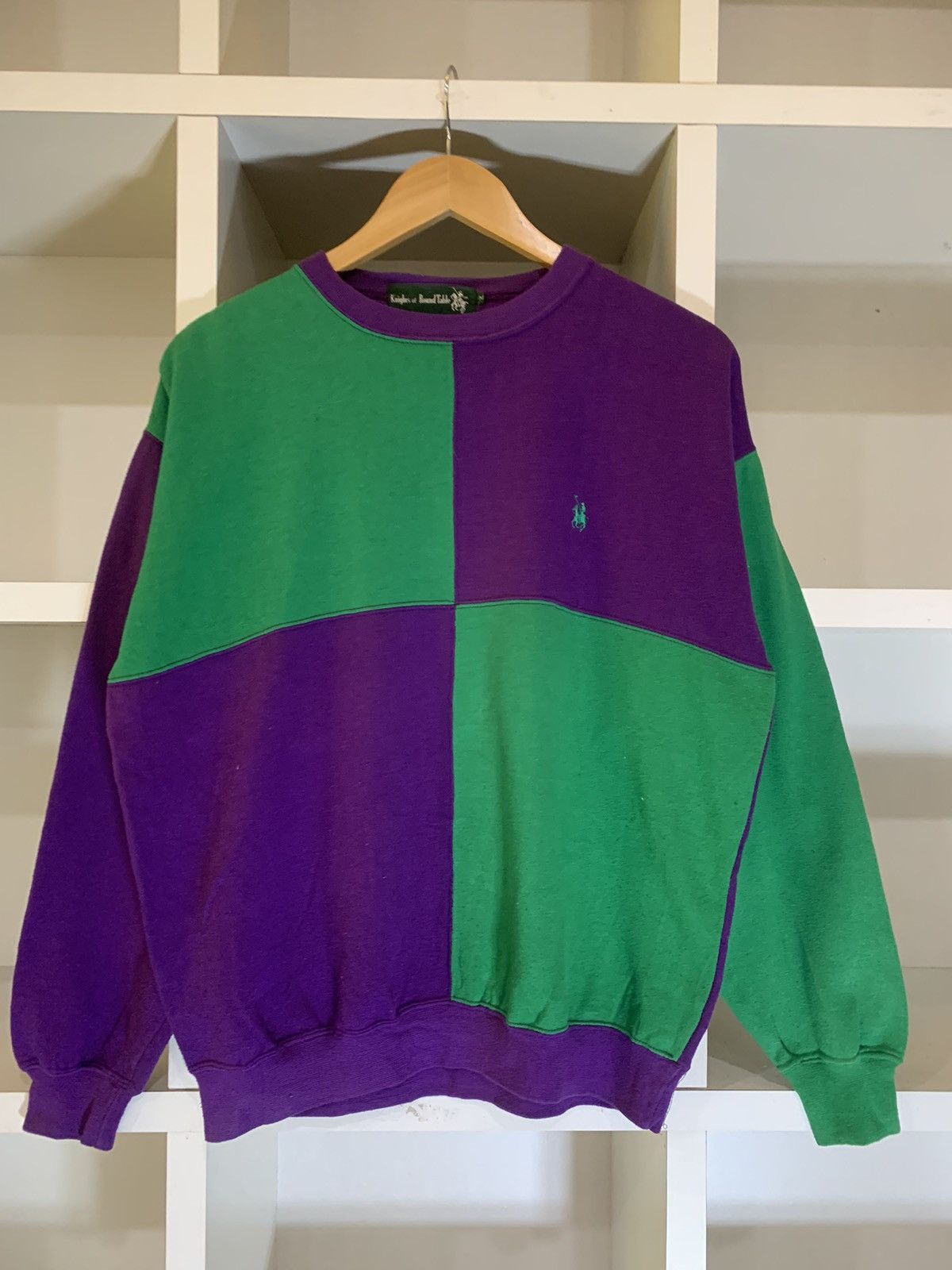 image of Vintage Knights Of Round Table Sweatshirt in Purple/Green, Men's (Size Medium)