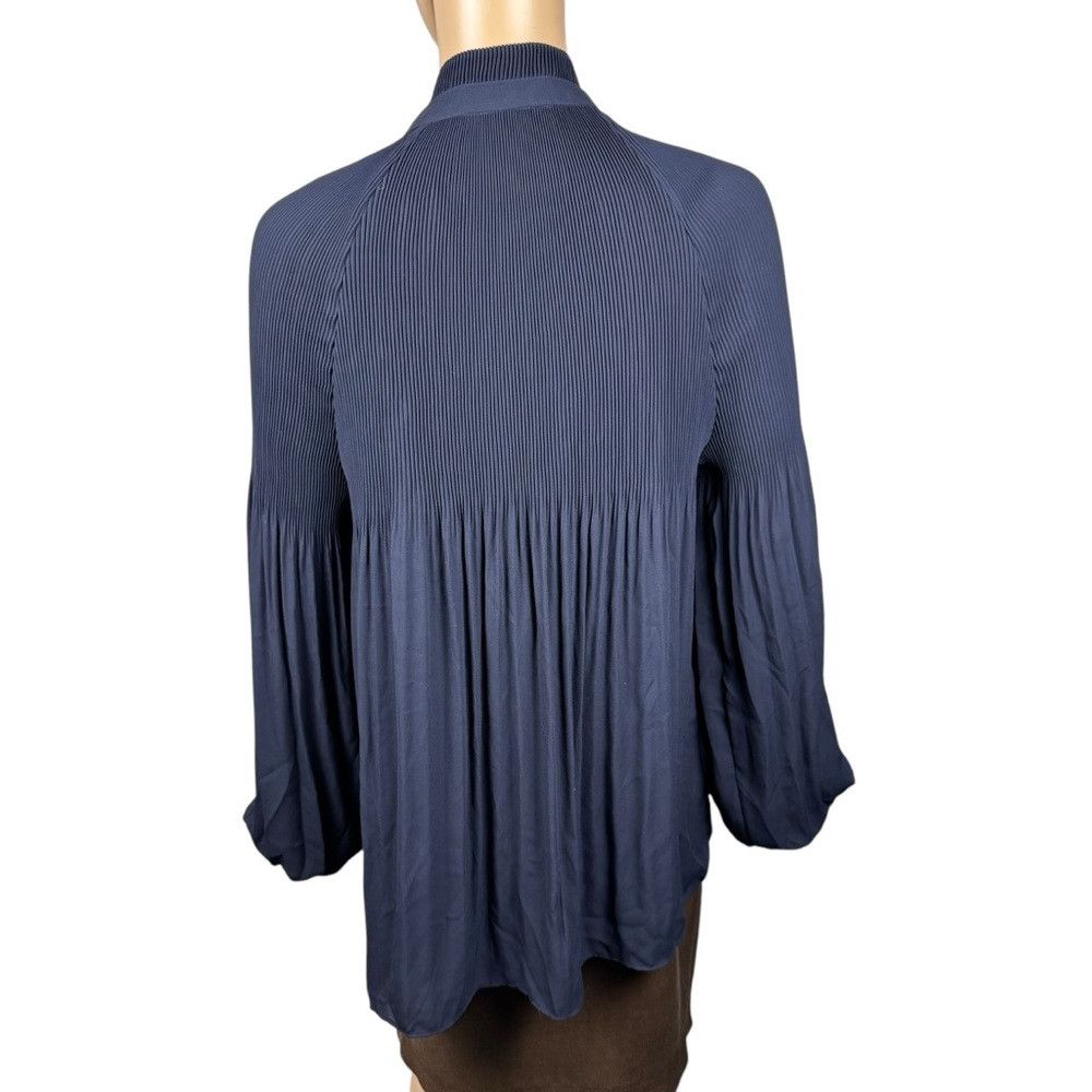 Ralph Lauren Ralph Lauren Pleated Georgette Tie-Neck Blue Blouse Size L Size L / US 10 / IT 46 - 6 Thumbnail