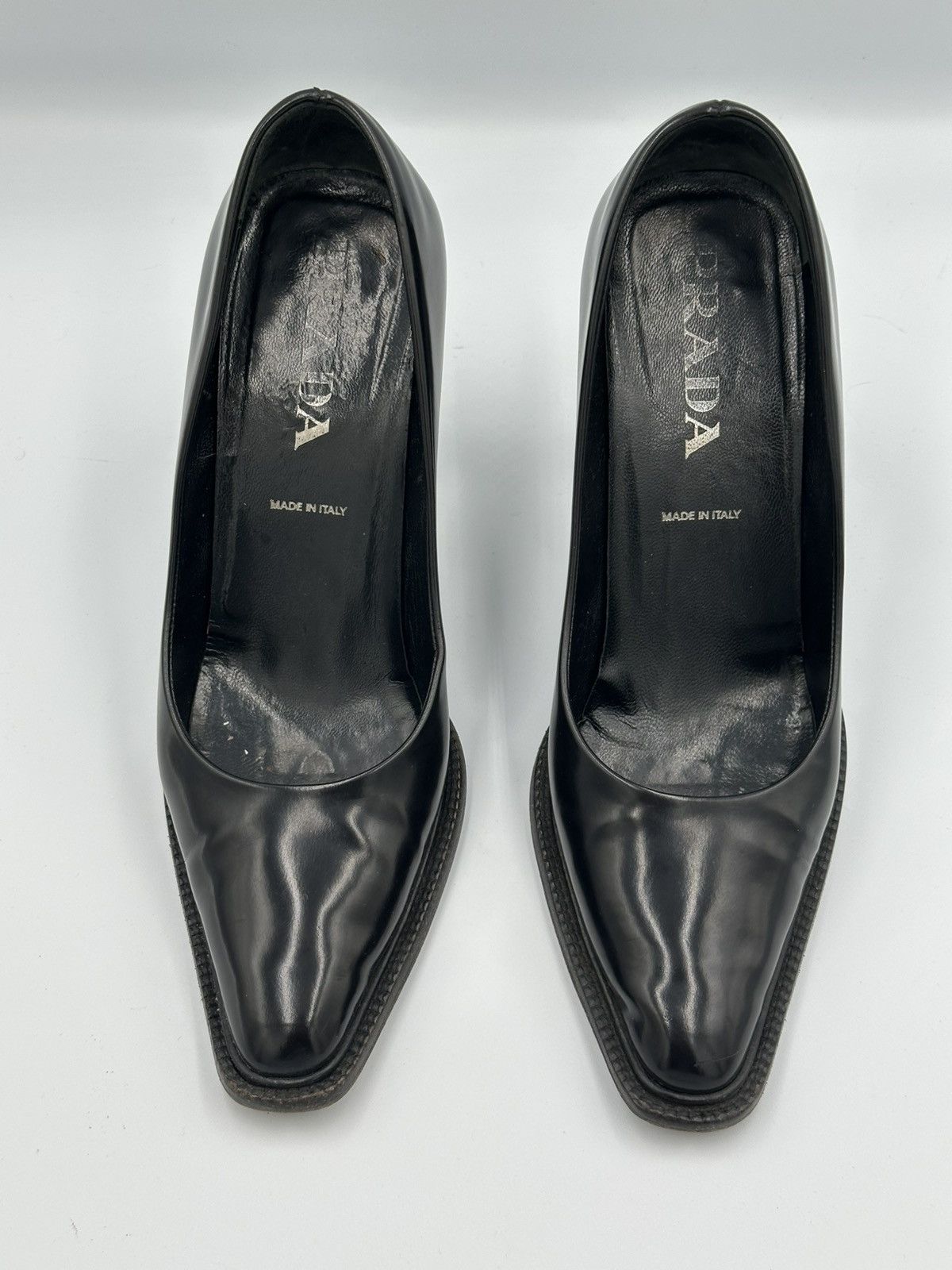 Prada Prada Black Leather Square Toe Block Heel Pumps Italy Size US 6 / IT 36 - 3 Thumbnail